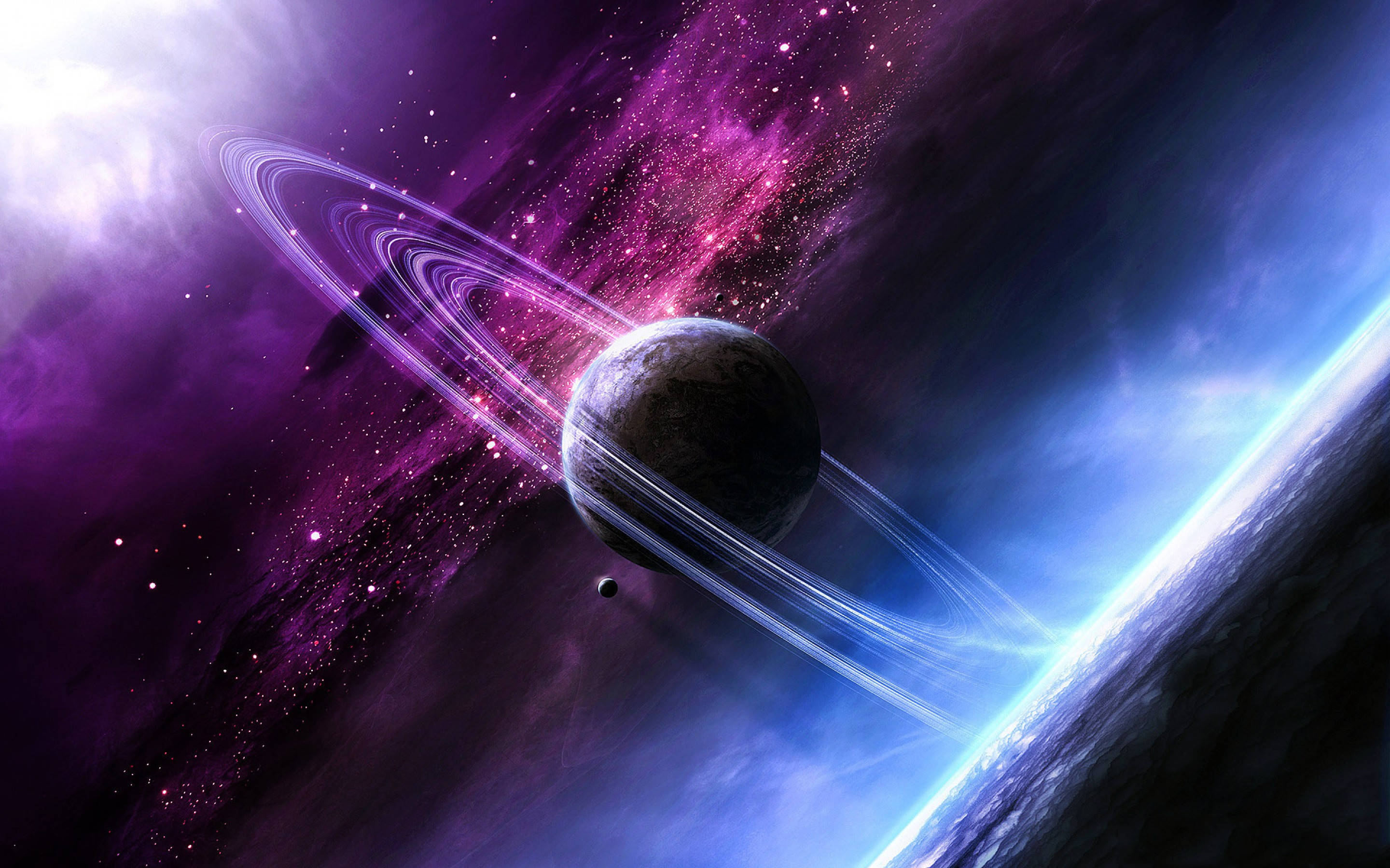 Mandhari ya Anga ya Sayari Saturn Picha ya Ukuta