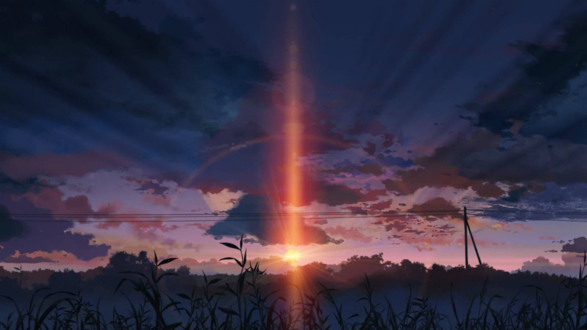 Mandhari ya Anime Machweo Giza Picha ya Ukuta