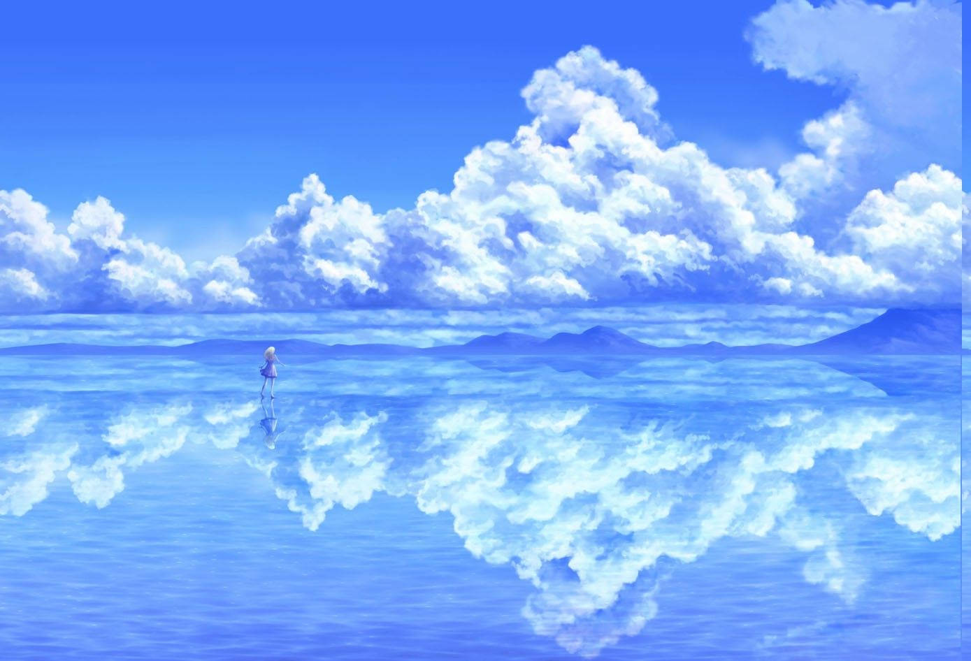 Mandhari ya Anime ya Bahari ya Mawingu Picha ya Ukuta