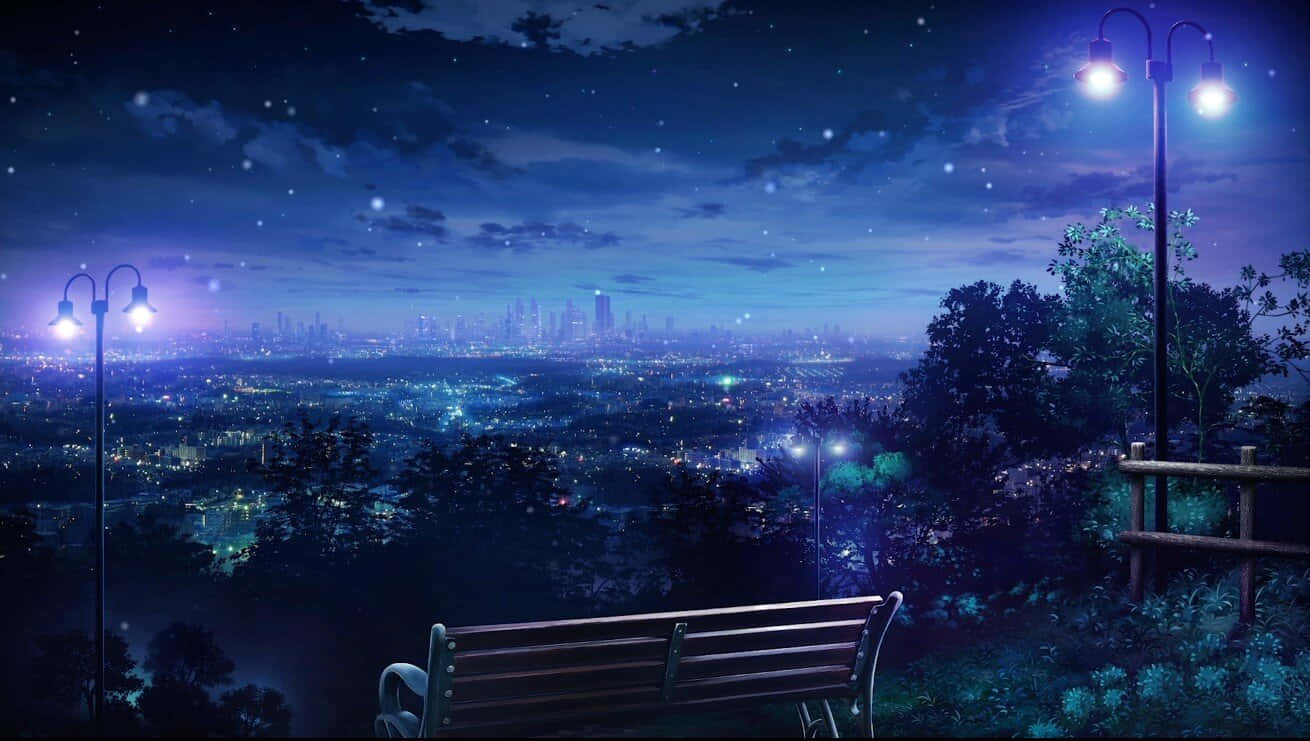 Mandhari ya Anime ya Kijapani ya Bluu Picha ya Ukuta