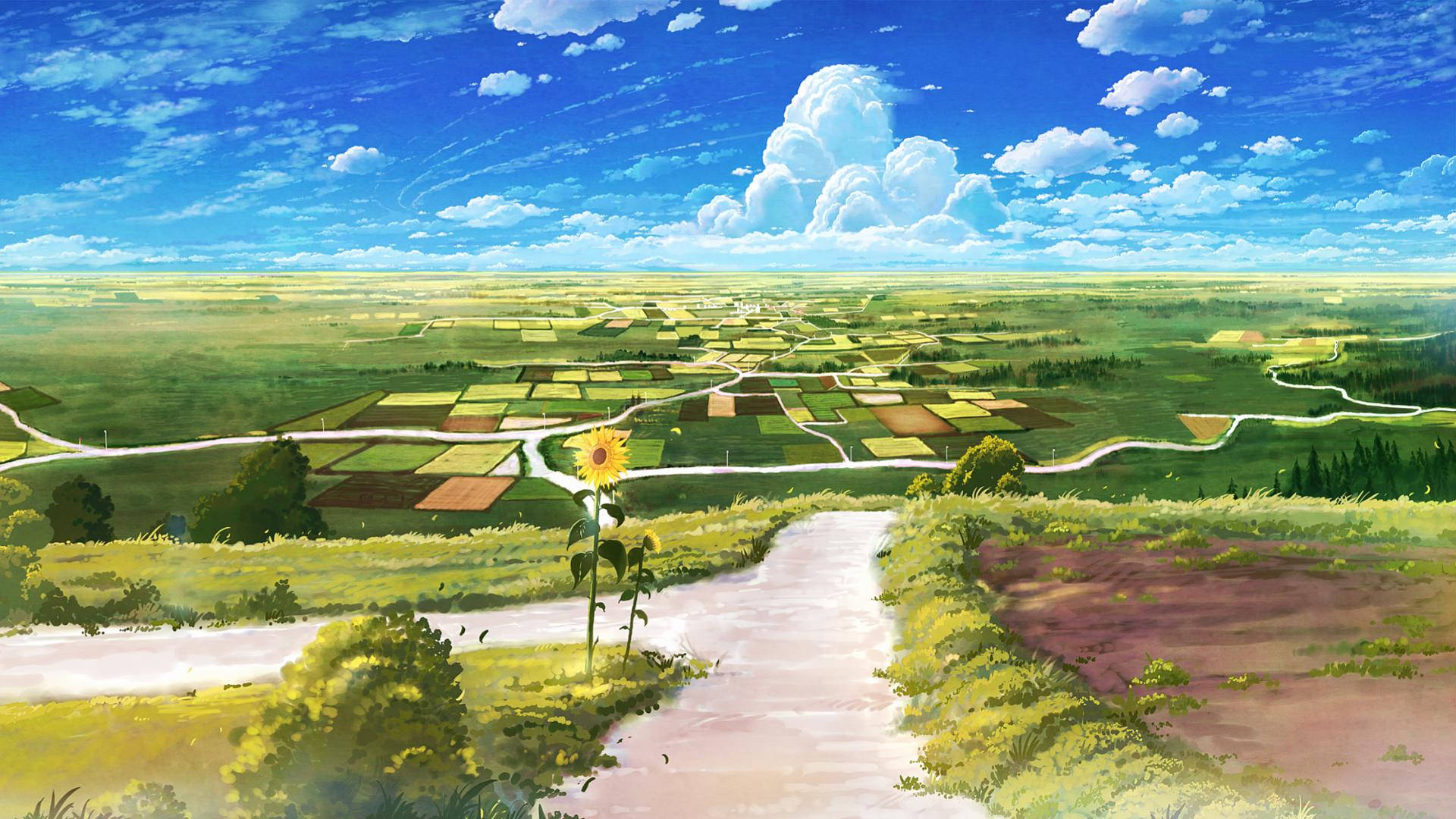Mandhari ya Anime ya Shamba Picha ya Ukuta
