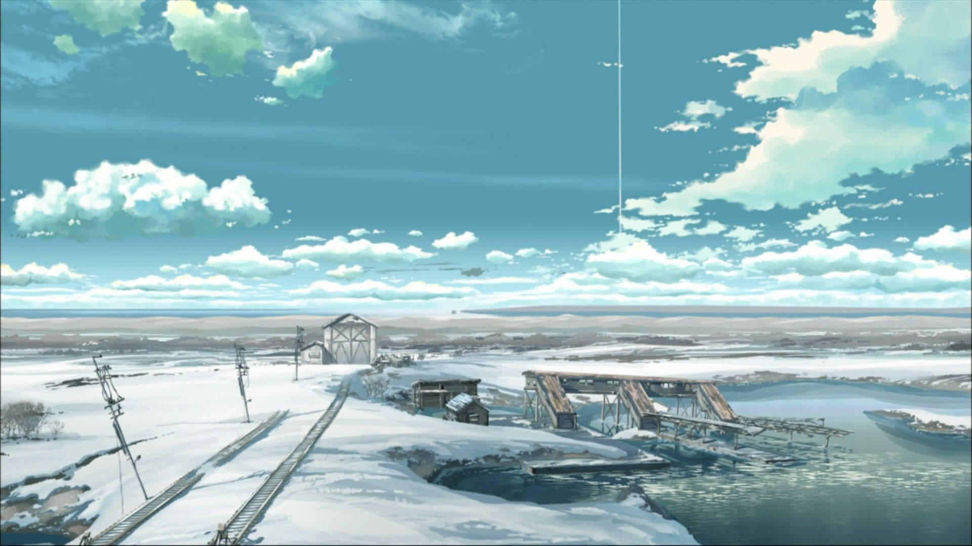Mandhari ya Anime ya Theluji Picha ya Ukuta