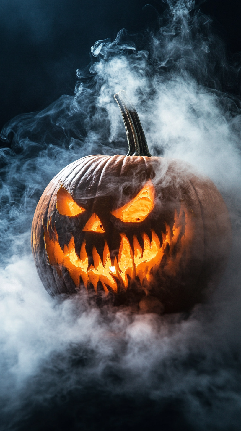 mandhari ya bidhaa ya halloween boga 3D jukwaa la vuli moshi Picha ya Ukuta