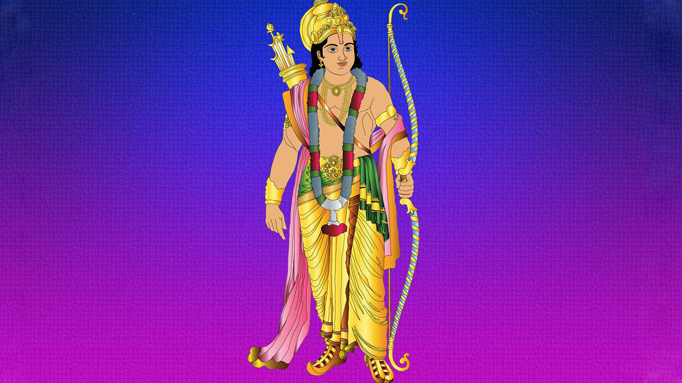 Mandhari ya Bluu na Zambarau ya Bwana Rama Picha ya Ukuta