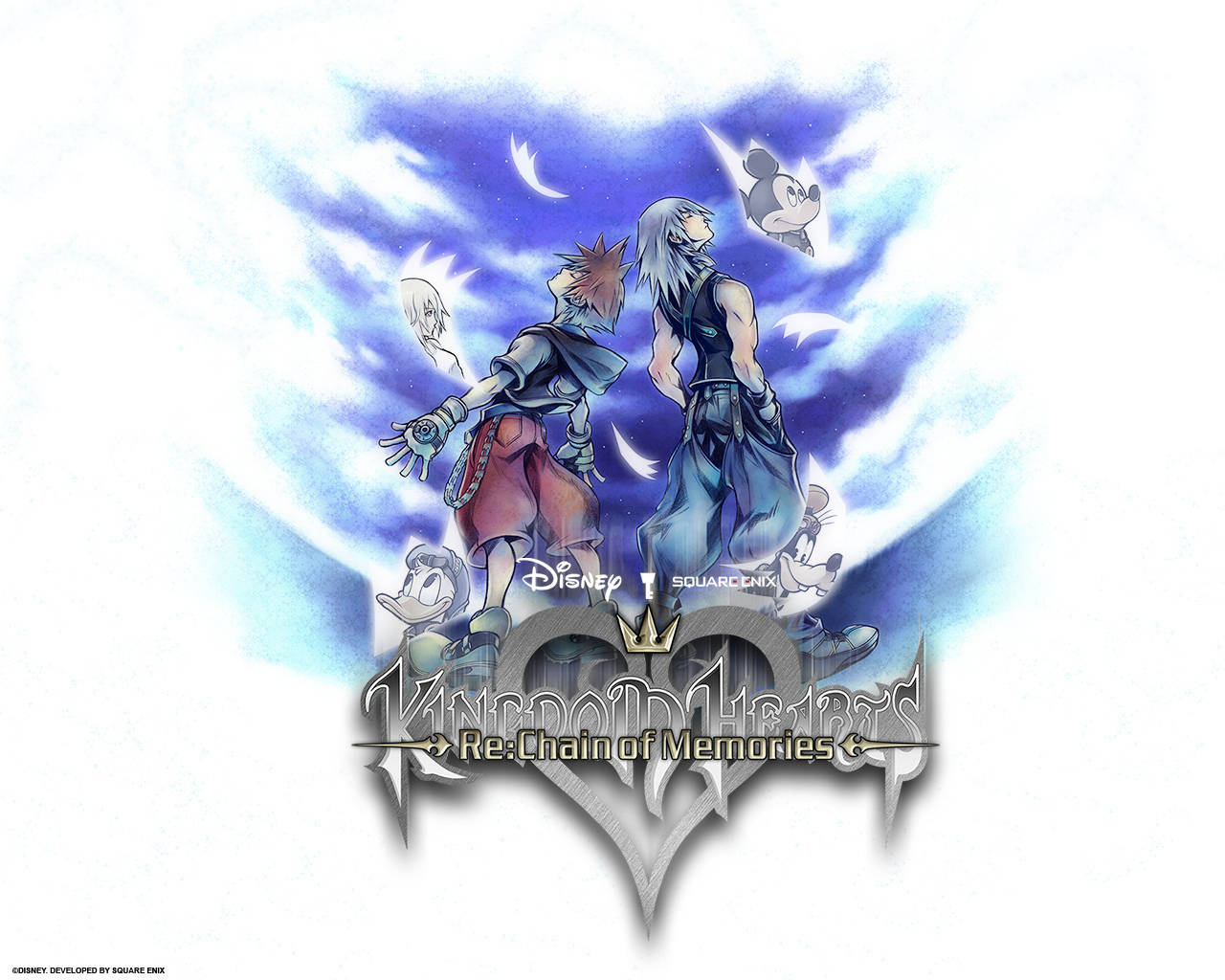 Mandhari ya Bluu yenye Nembo ya Kingdom Heart Picha ya Ukuta
