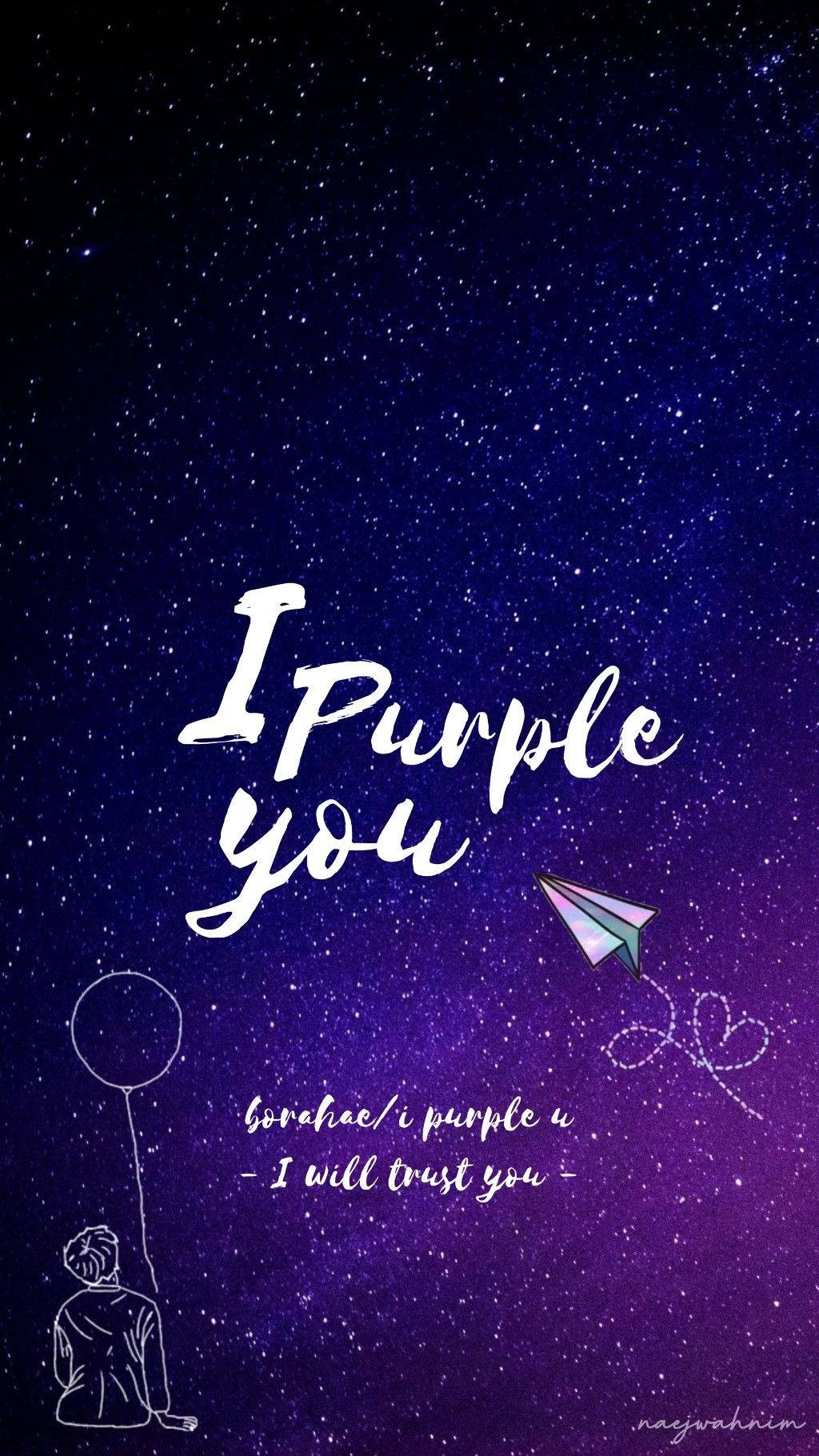 Mandhari ya Borahae ya Zambarau ya Rangi ya Pastel na Galaxy Picha ya Ukuta