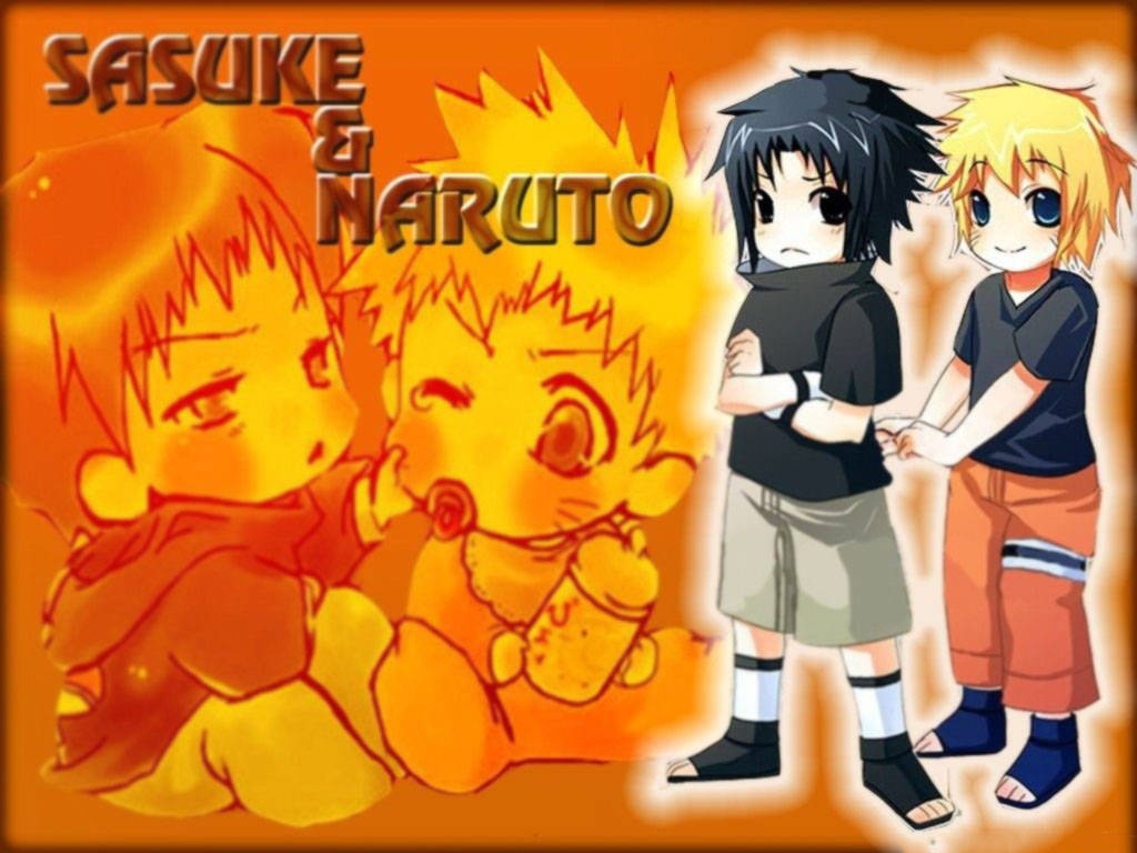 Mandhari ya Chungwa ya Naruto na Sasuke Wapenzi Picha ya Ukuta