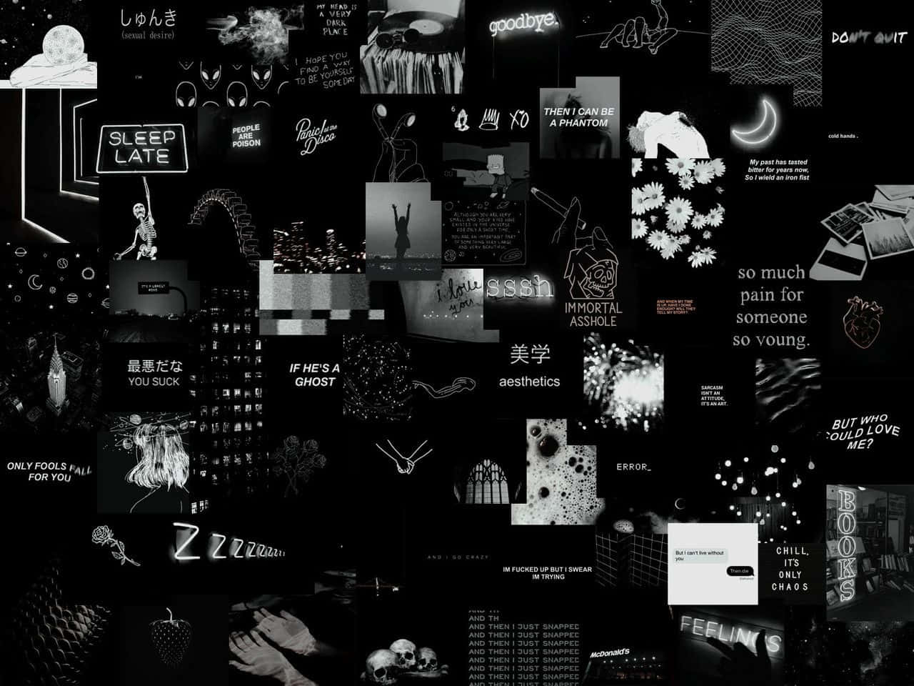Mandhari ya Collage Nyeusi Aesthetic Background Picha ya Ukuta