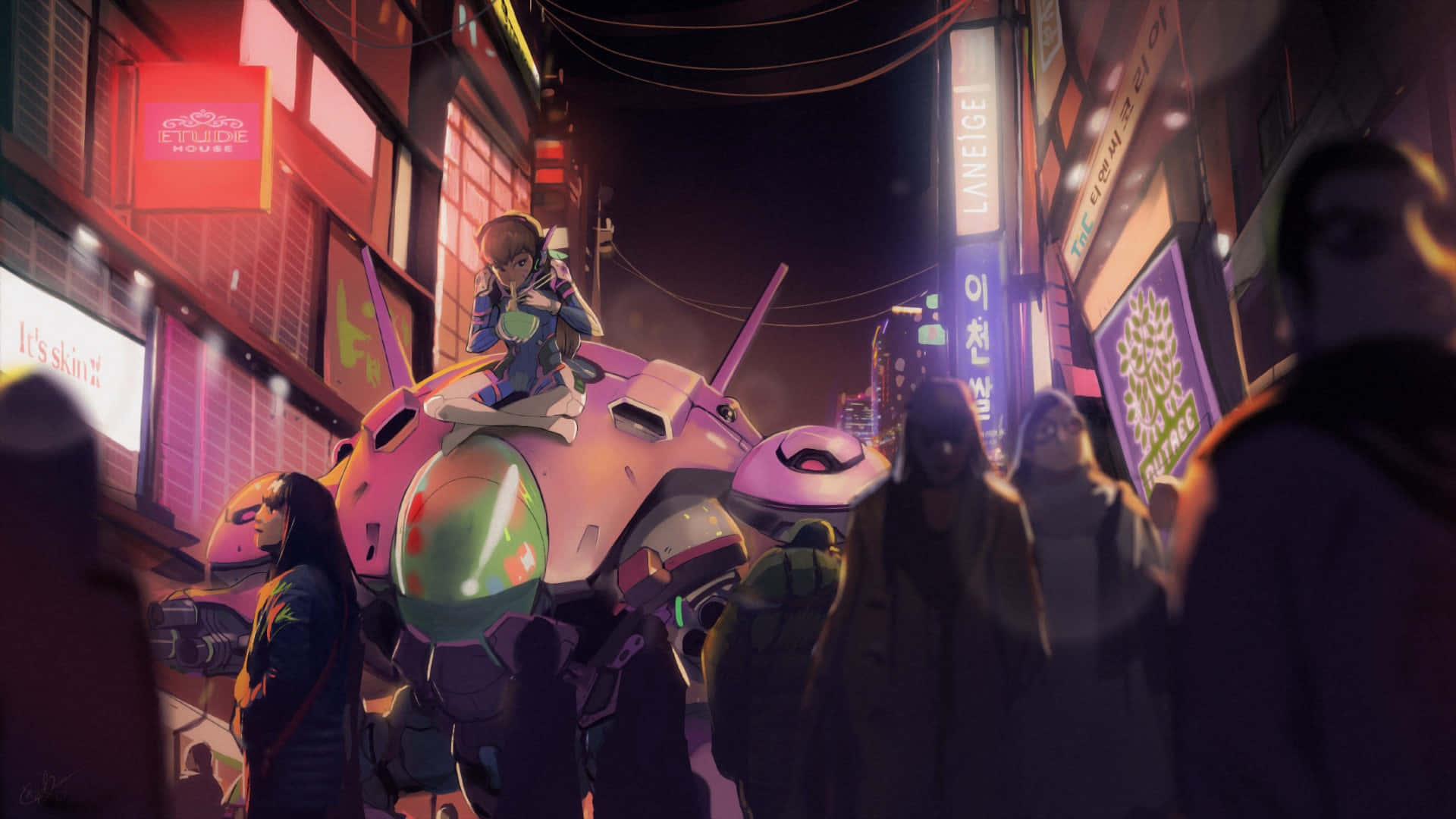 Mandhari ya D.va Battleship 1920x1080 ya Overwatch Picha ya Ukuta