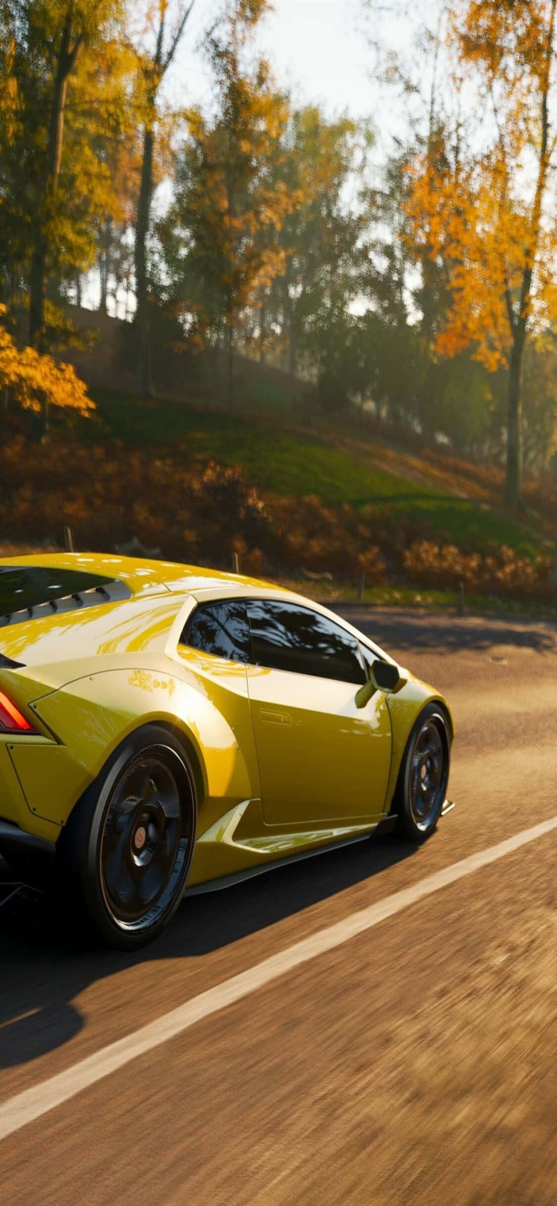 Mandhari ya Golden Lamborghini Huracan iPhone X Forza Motorsport 7 Picha ya Ukuta