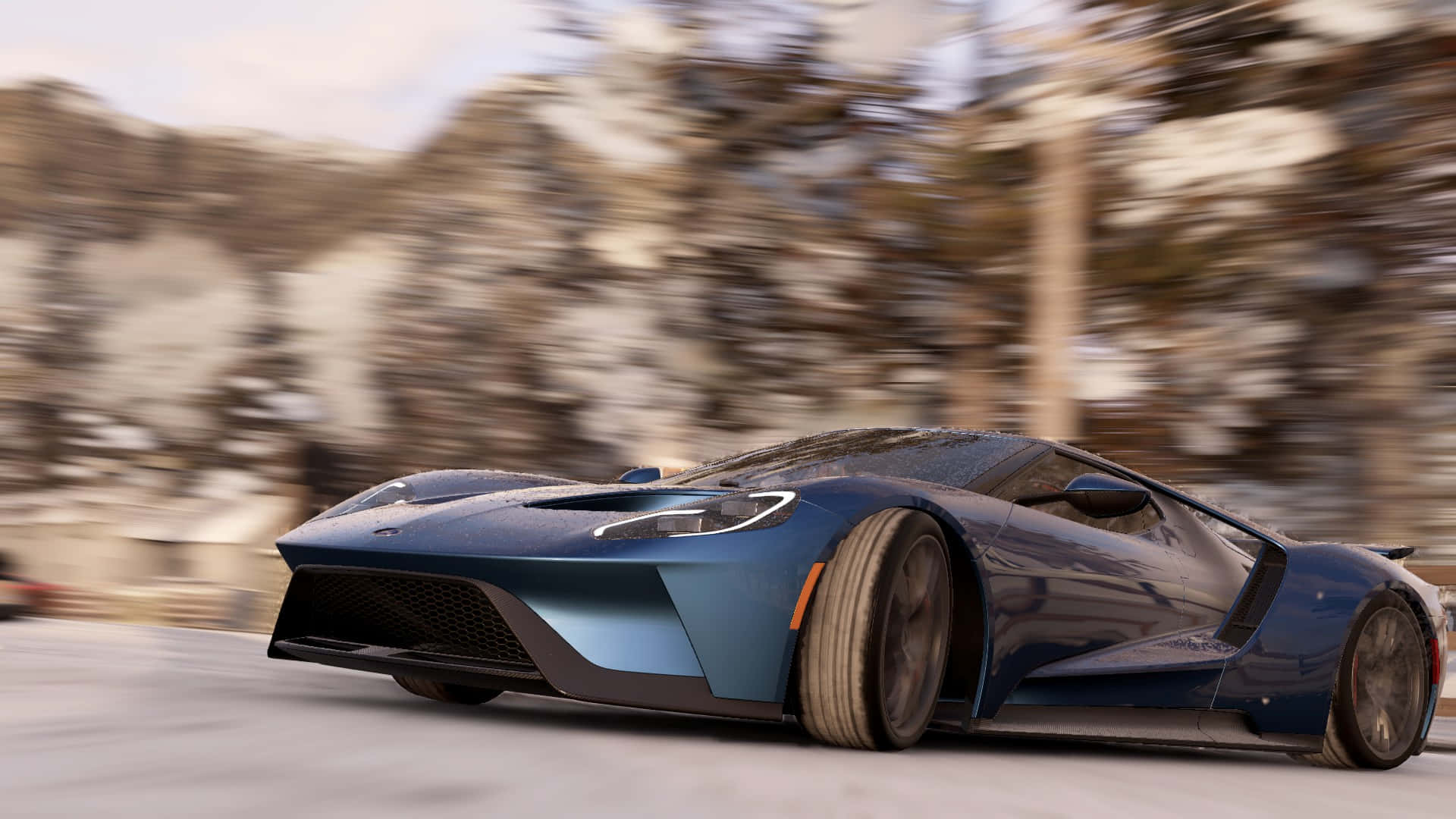 Mandhari ya HD ya Gari la Ford GT la Bluu kutoka Project Cars Picha ya Ukuta