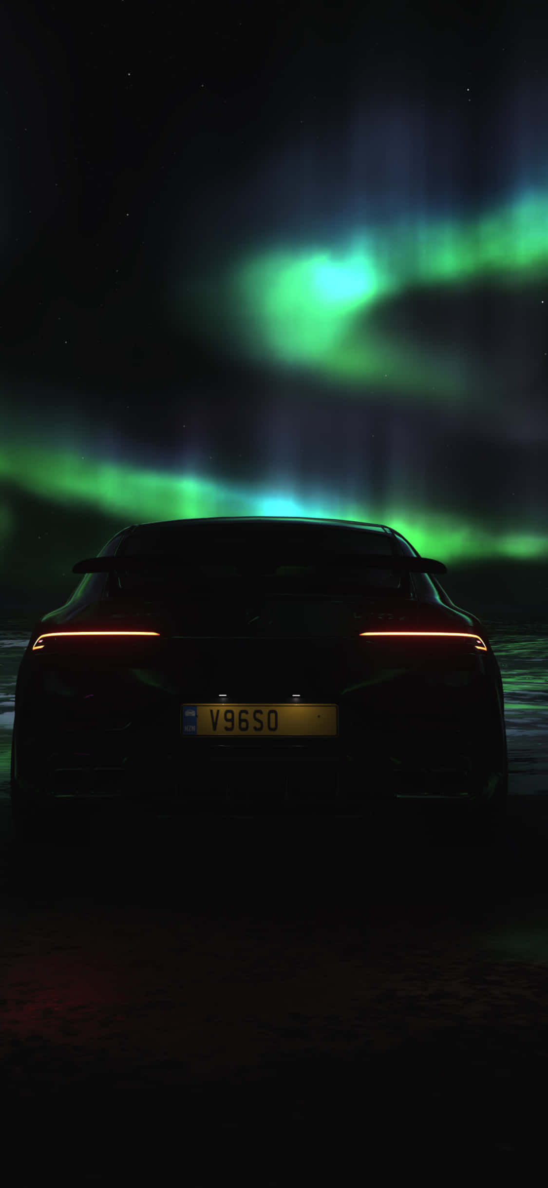 Picha ya iPhone X Amg Gt-r na Mwangaza wa Kaskazini Picha ya Ukuta
