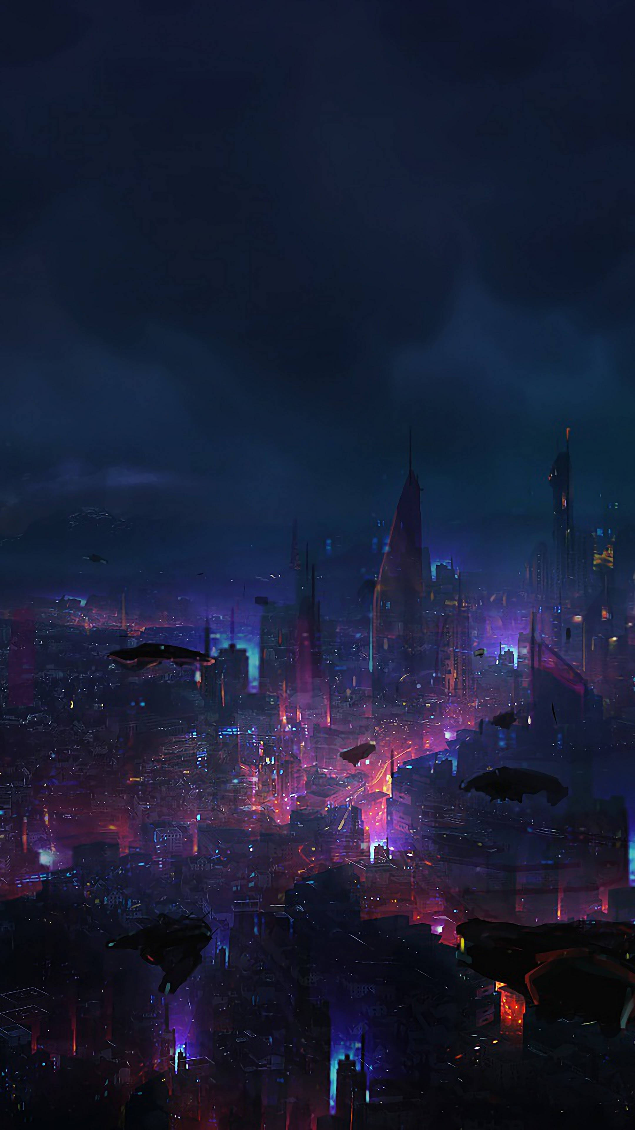 Mandhari ya Jiji la Baadaye la Giza la Cyberpunk iPhone X Picha ya Ukuta