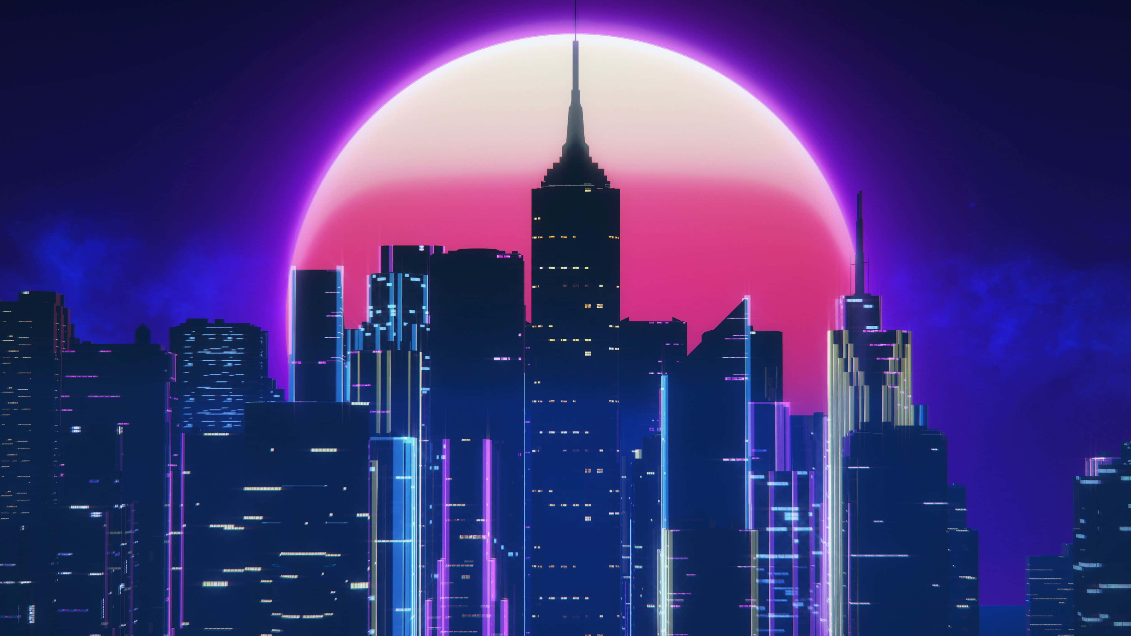 Mandhari ya Jiji la Neon Picha ya Ukuta