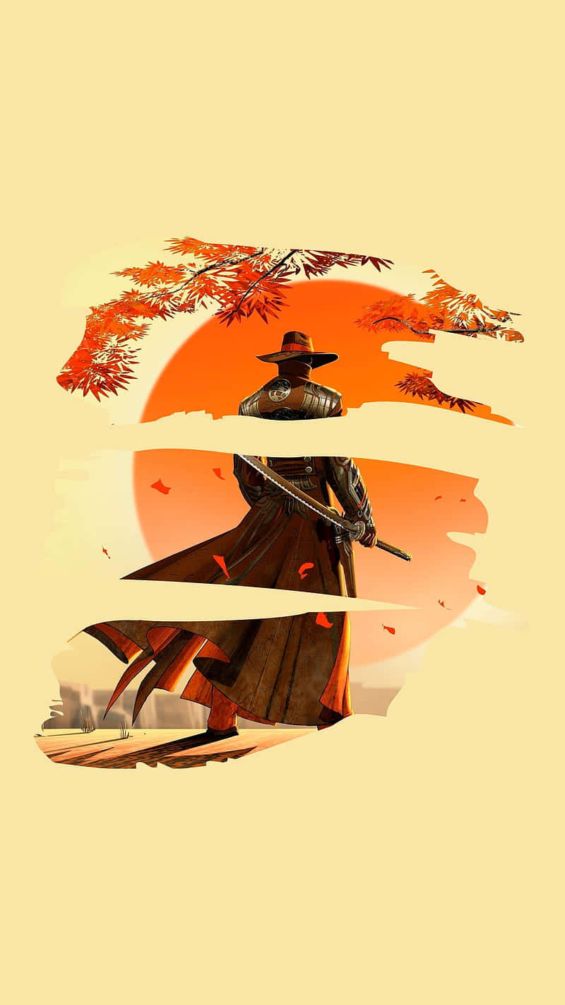 Mandhari ya Jua la Samurai Cowboy Anime Picha ya Ukuta