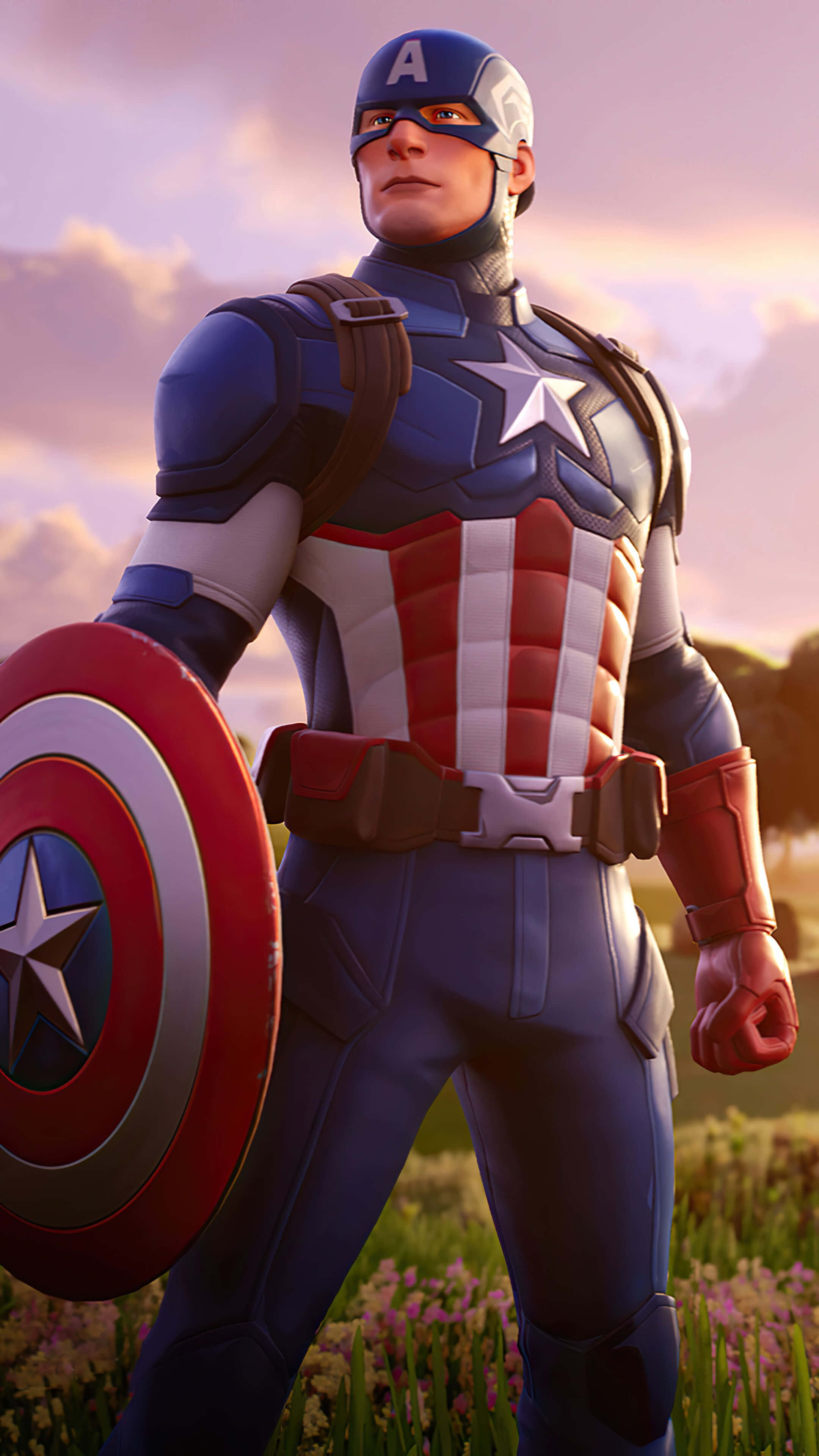 Mandhari ya Kapteni Amerika Mhusika wa Fortnite Picha ya Ukuta