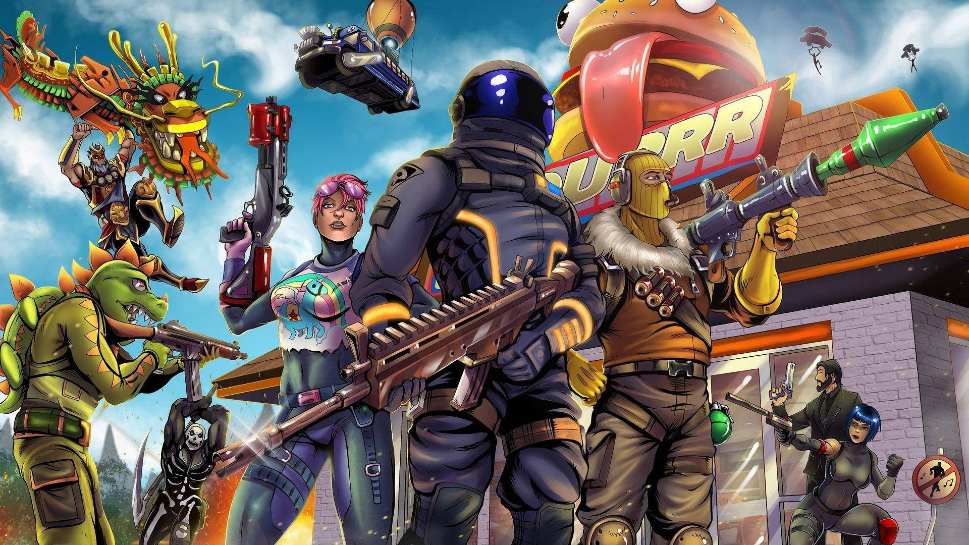 Mandhari ya Katuni ya Fortnite Baridi Picha ya Ukuta