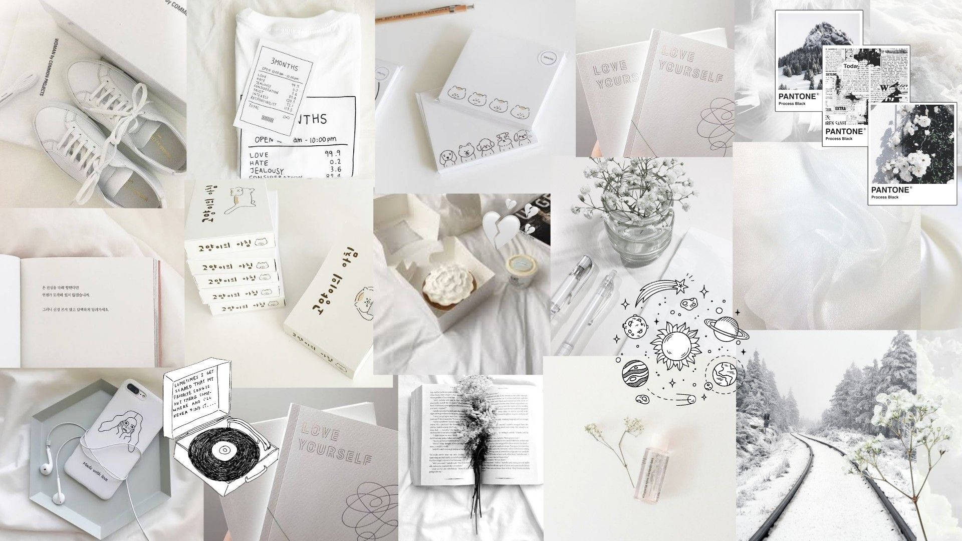 Mandhari ya Kifahari ya Collage Nyeupe ya Pinterest Picha ya Ukuta