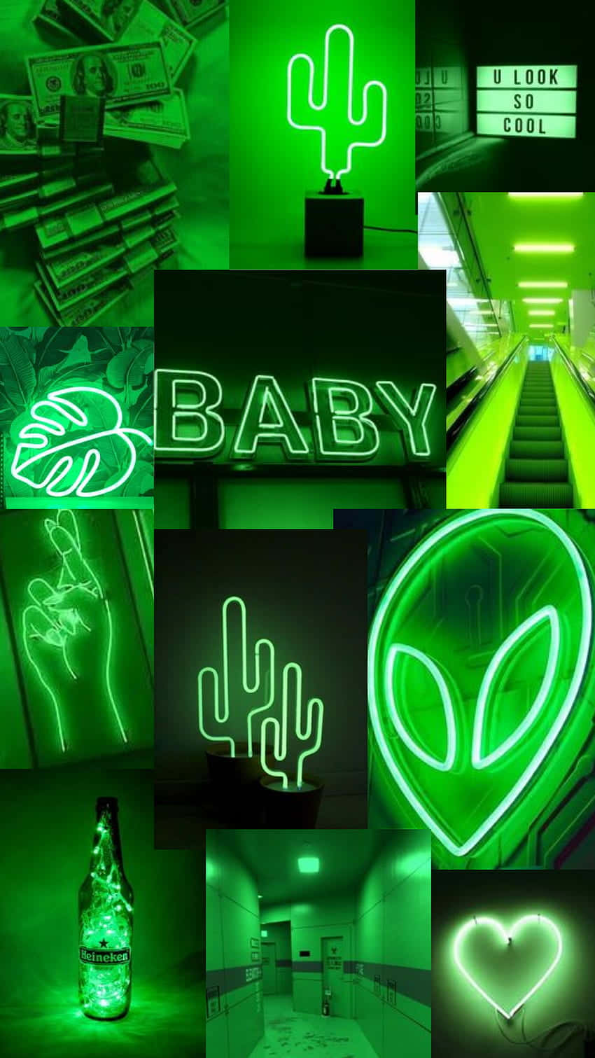 Mandhari ya Kijani ya Neon Inayojisheza Picha ya Ukuta