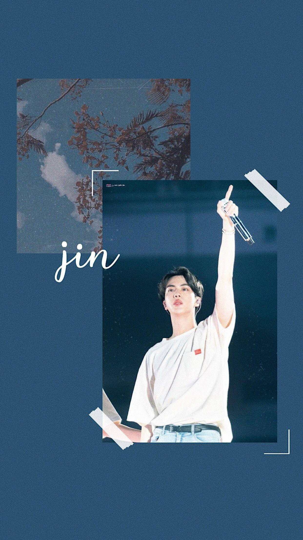 Mandhari ya Kina ya Bluu Kijani ya BTS Jin Picha ya Ukuta
