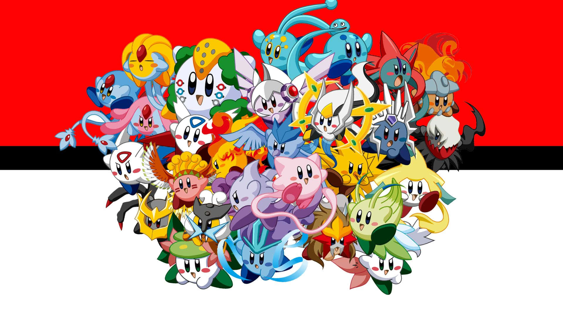 Mandhari ya Kirby Mrembo wa Pokemon Picha ya Ukuta