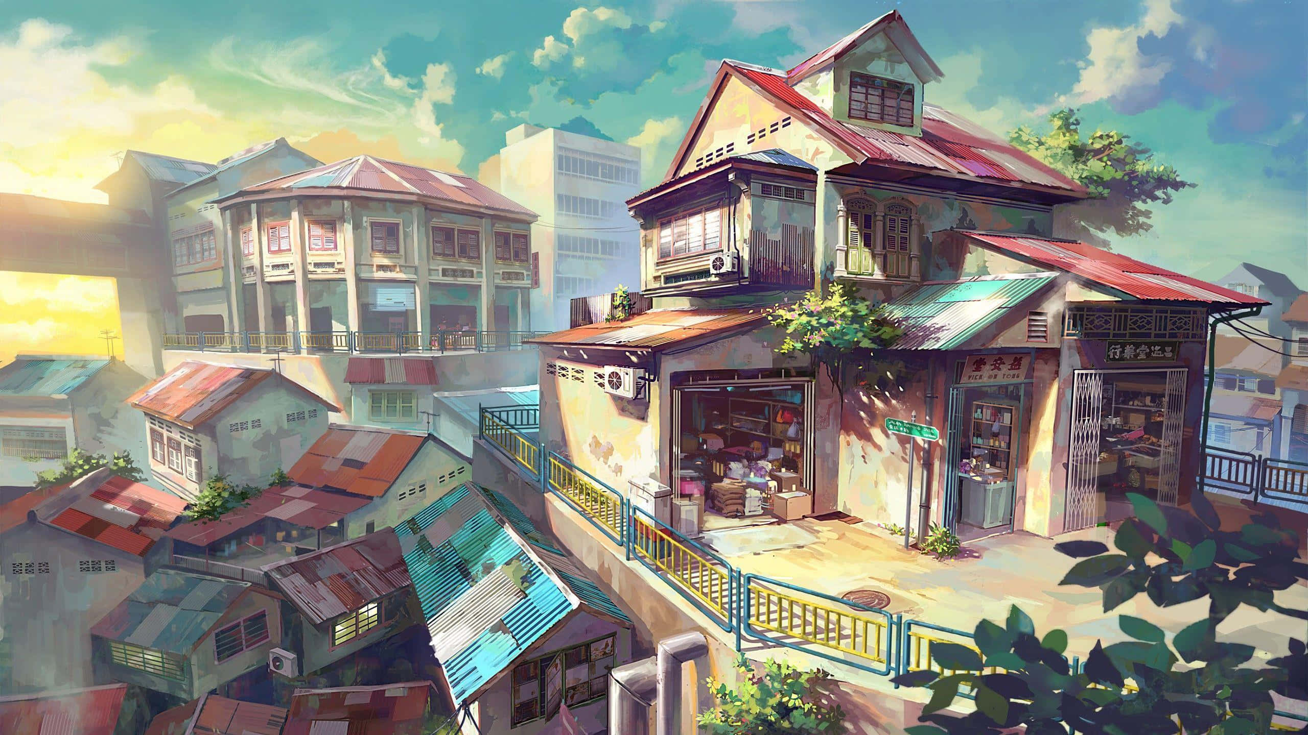 Mandhari ya kupendeza kutoka Anime Landscape Picha ya Ukuta