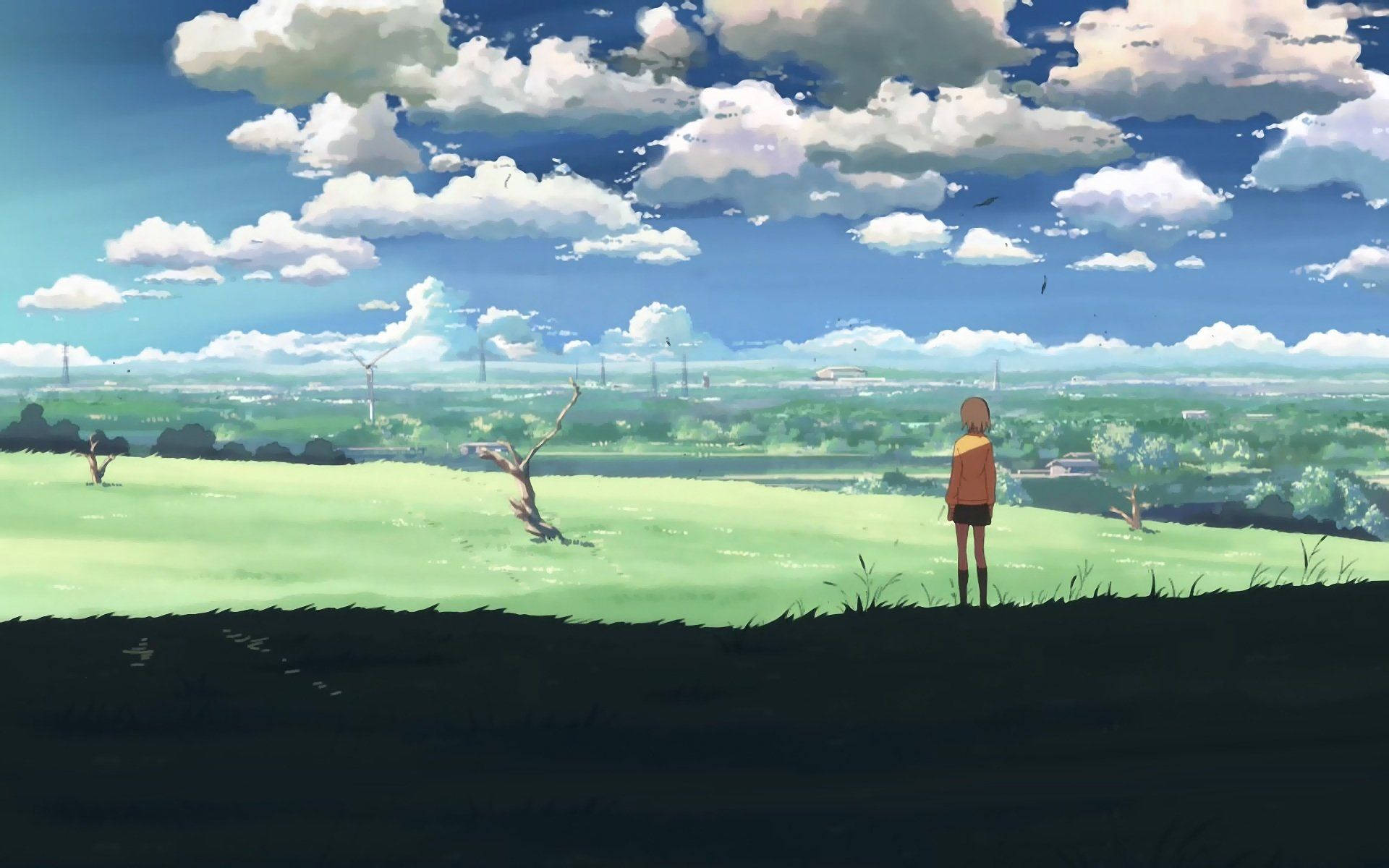 Mandhari ya Kupendeza ya Anime ya Uwanja Mpana Picha ya Ukuta