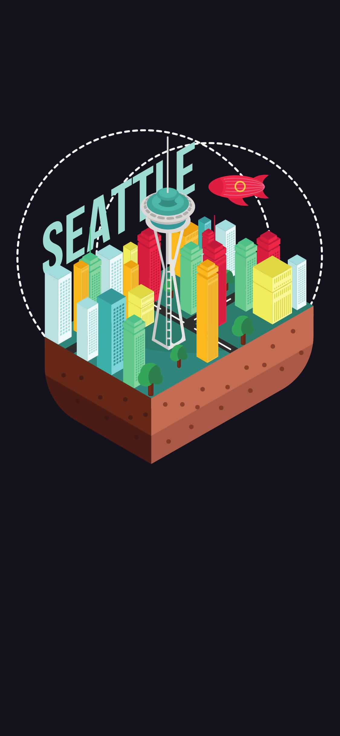 Mandhari ya kusisimua ya Seattle kama inavyotazamwa kwa lensi ya iPhone X Picha ya Ukuta