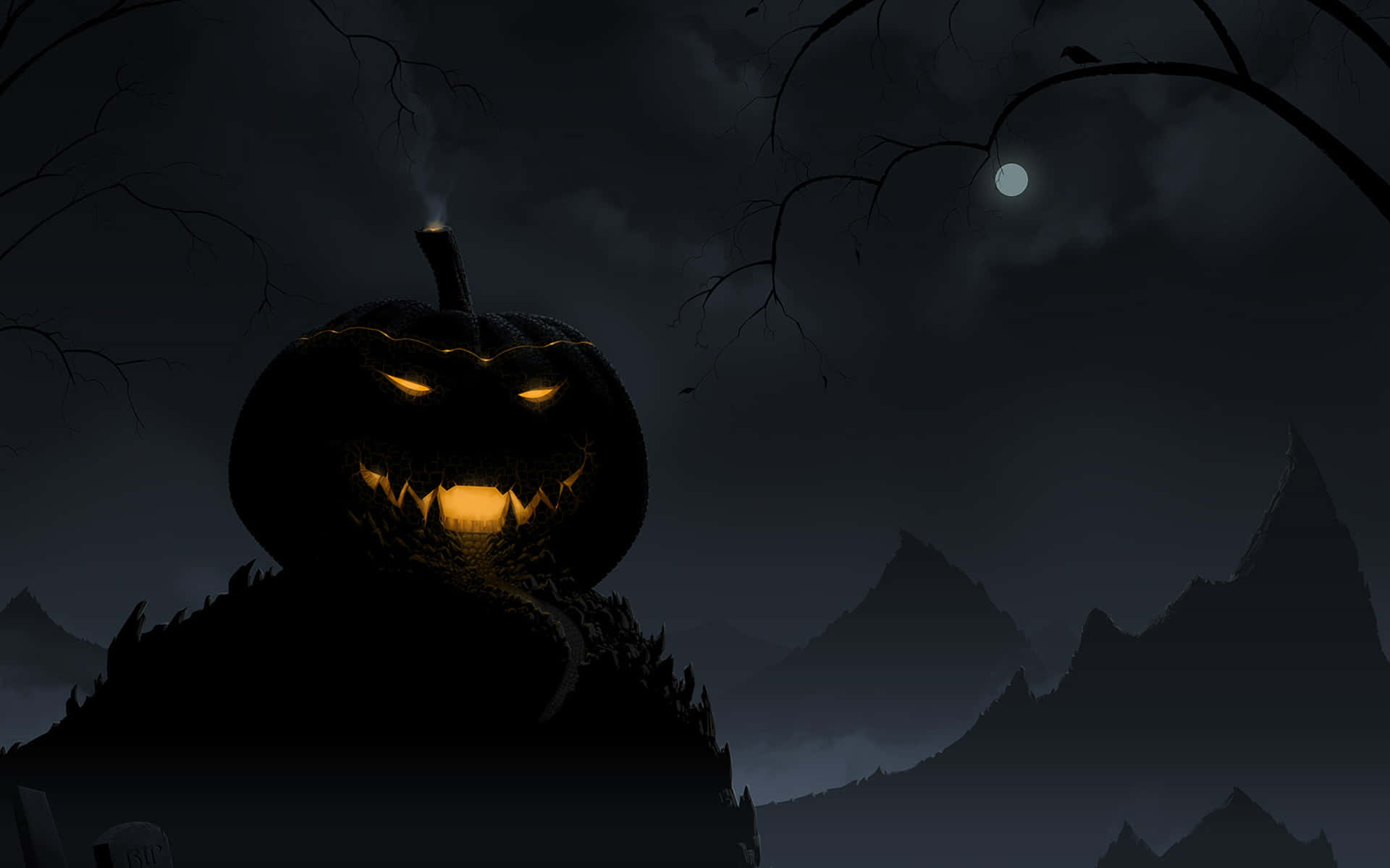 Mandhari ya Kutisha ya Halloween Picha ya Ukuta
