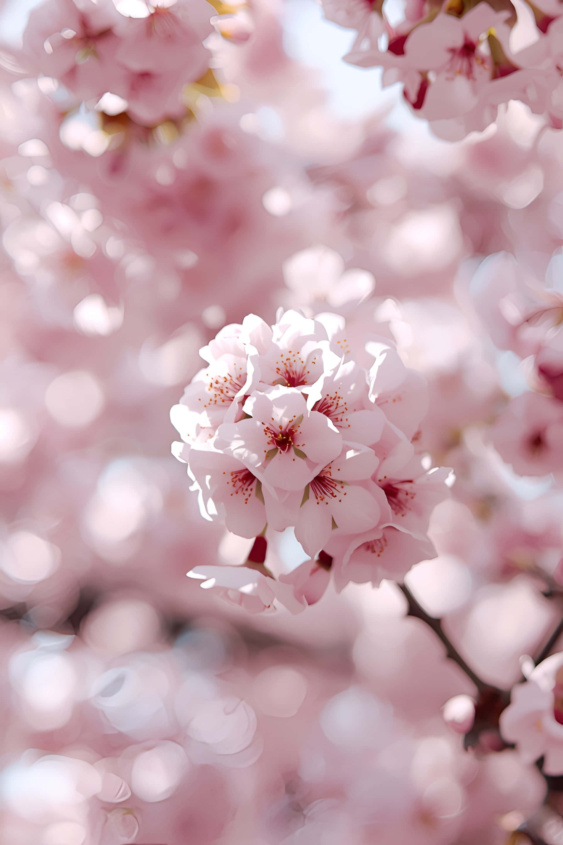 Mandhari ya Maua ya Cherry Blossom ya Rangi ya Waridi Picha ya Ukuta