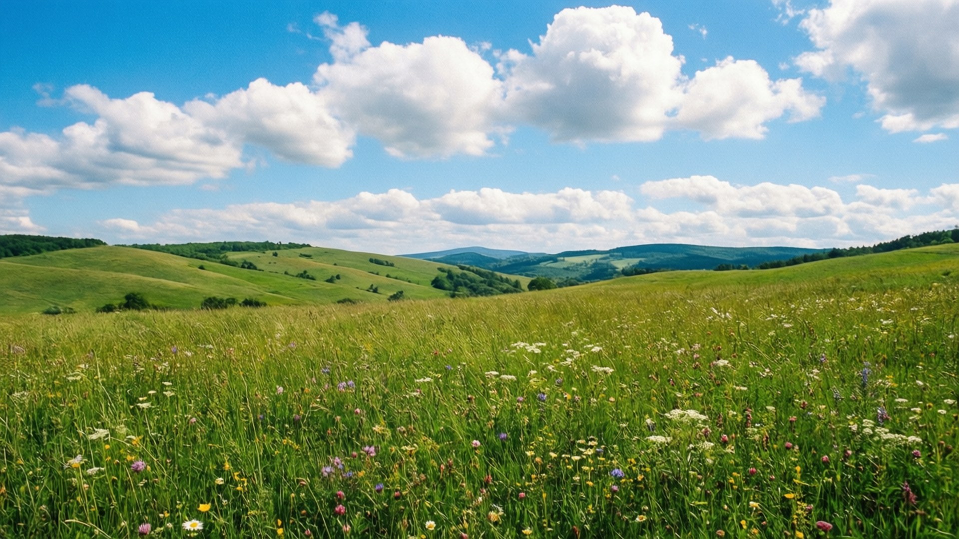 Mandhari ya Meadow ya Kijani Kibichi Picha ya Ukuta