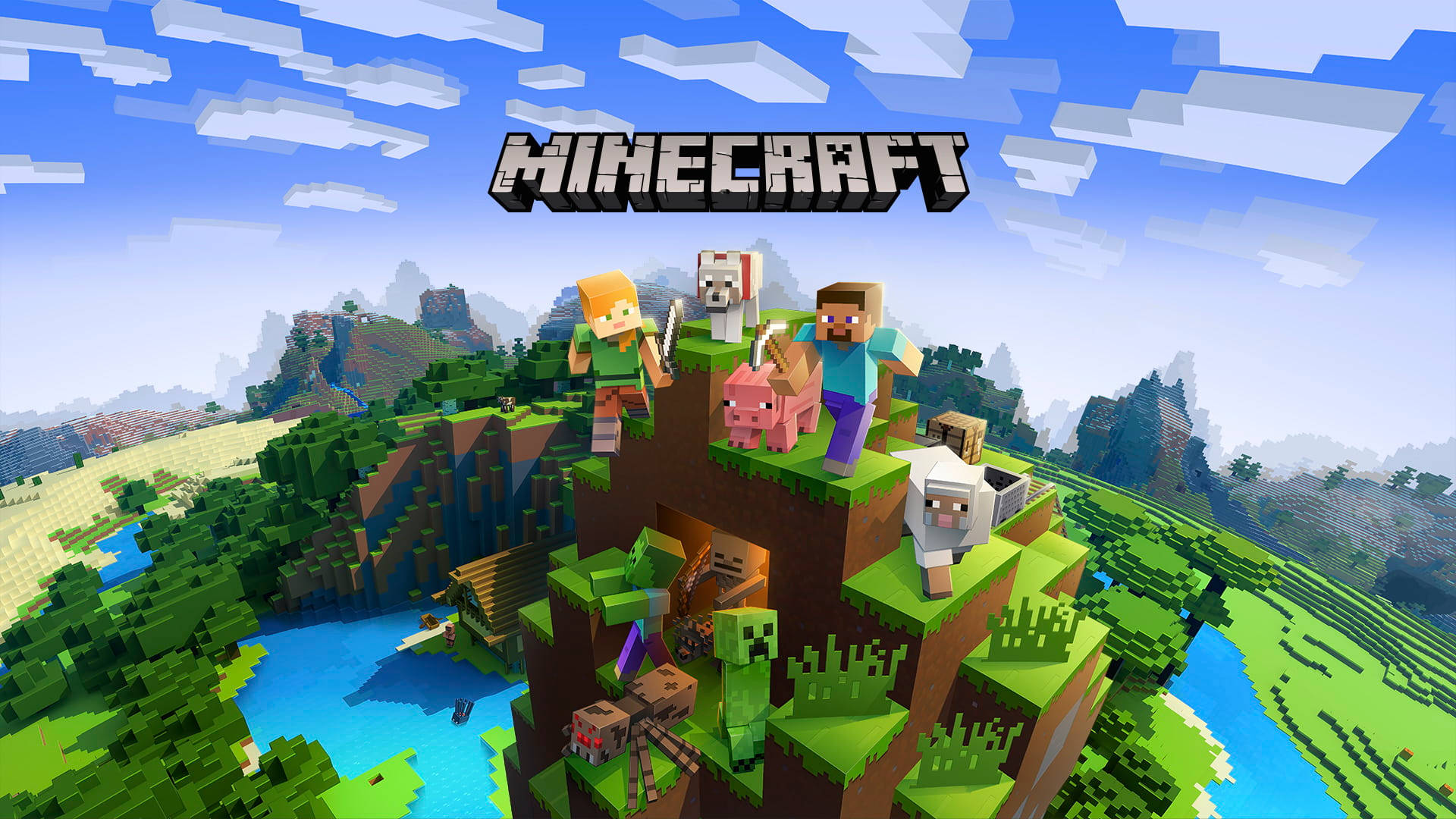 Mandhari ya Minecraft na Kichwa Picha ya Ukuta