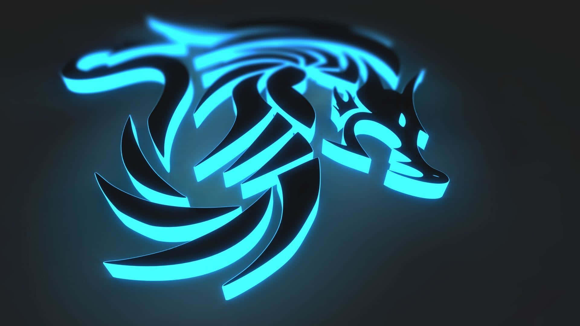 Mandhari ya Nembo la Joka la Bluu ya Neon Picha ya Ukuta