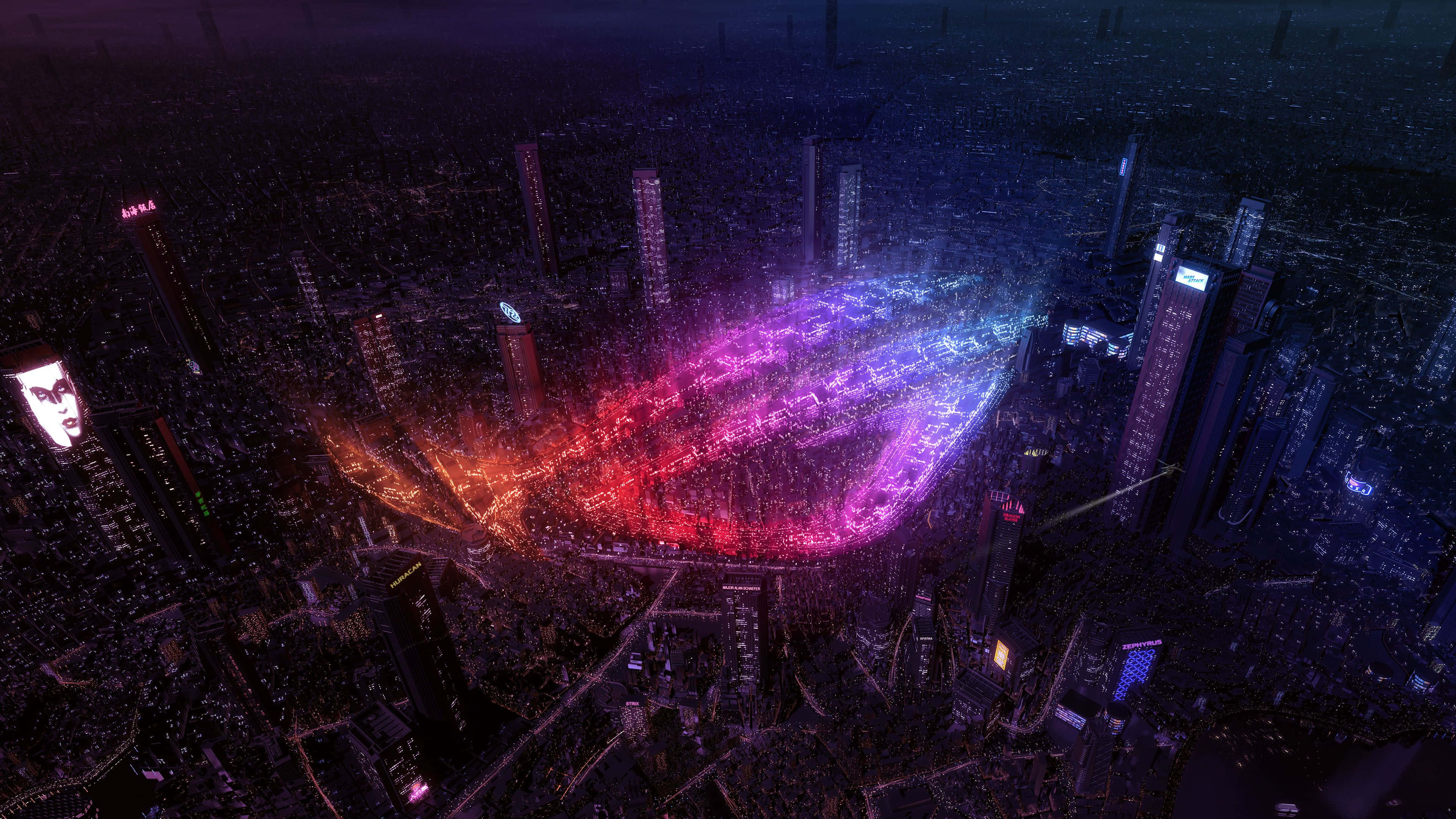 Mandhari ya Neon City Picha ya Ukuta