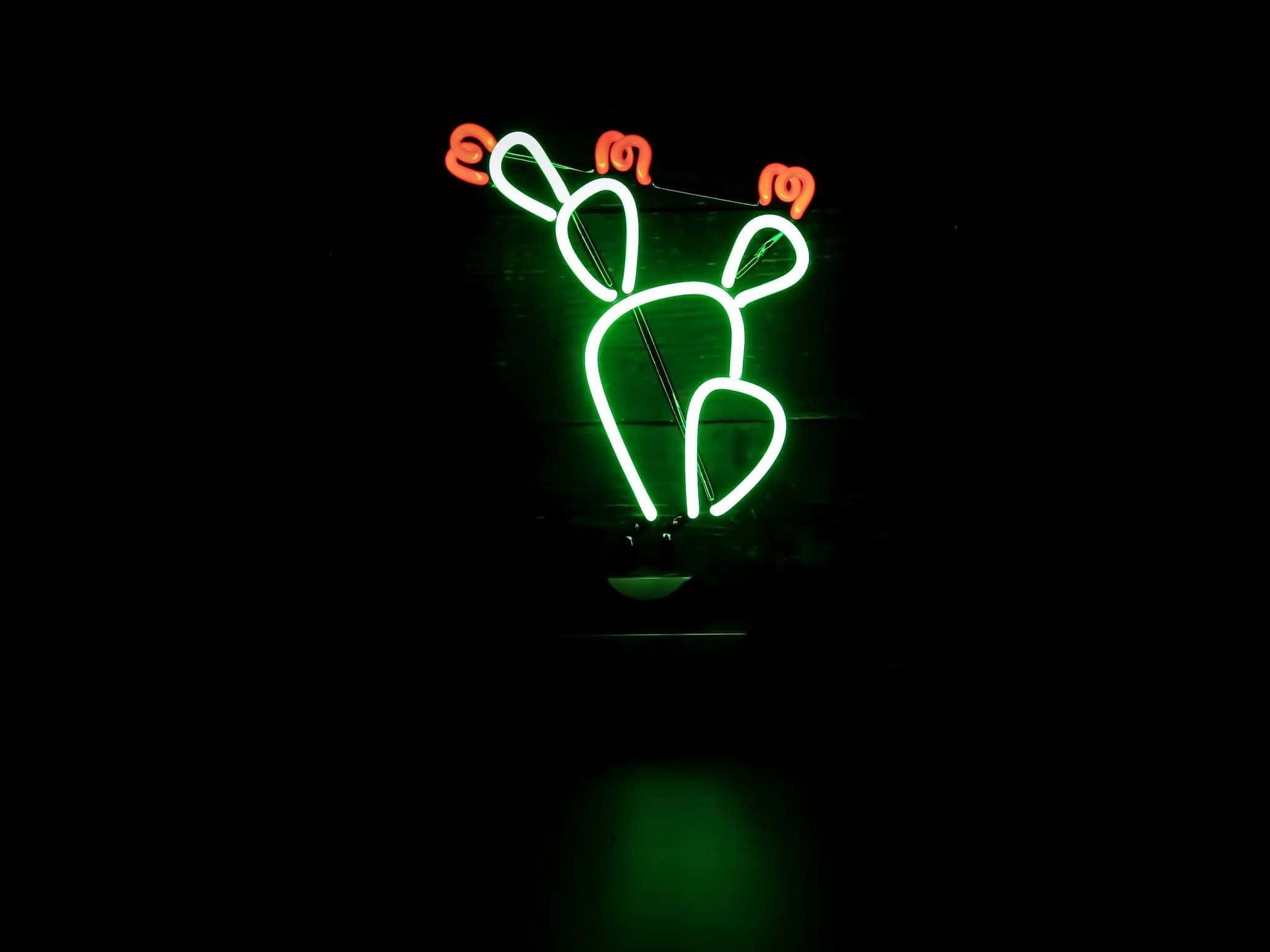 Mandhari ya Neon Kijani Inayomulika Picha ya Ukuta