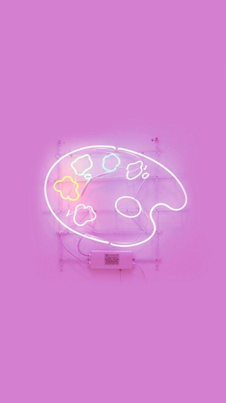 Mandhari ya Pink ya iPhone yenye Rangi za Neon Picha ya Ukuta