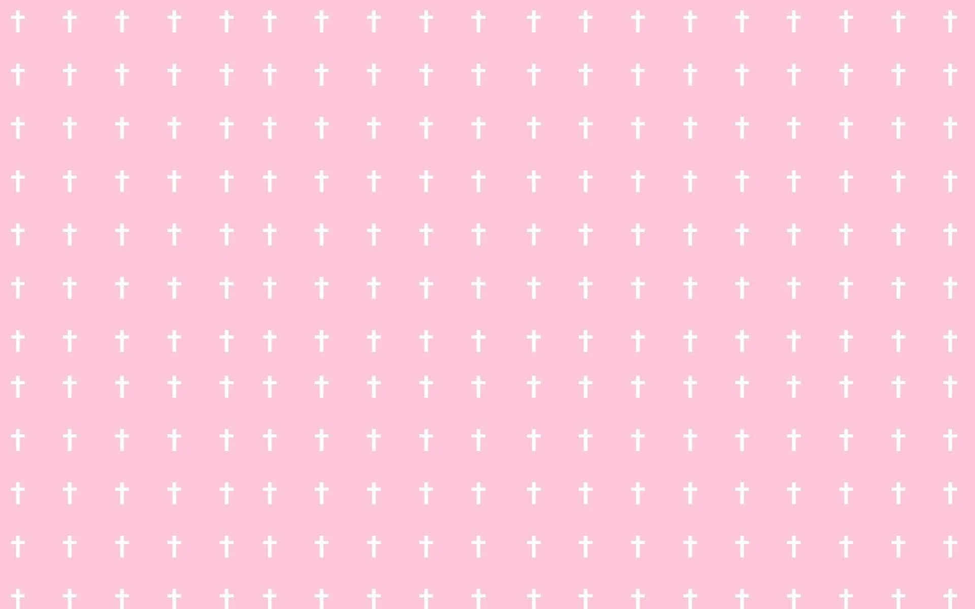 mandhari ya pink yenye misalaba meupe juu yake Picha ya Ukuta