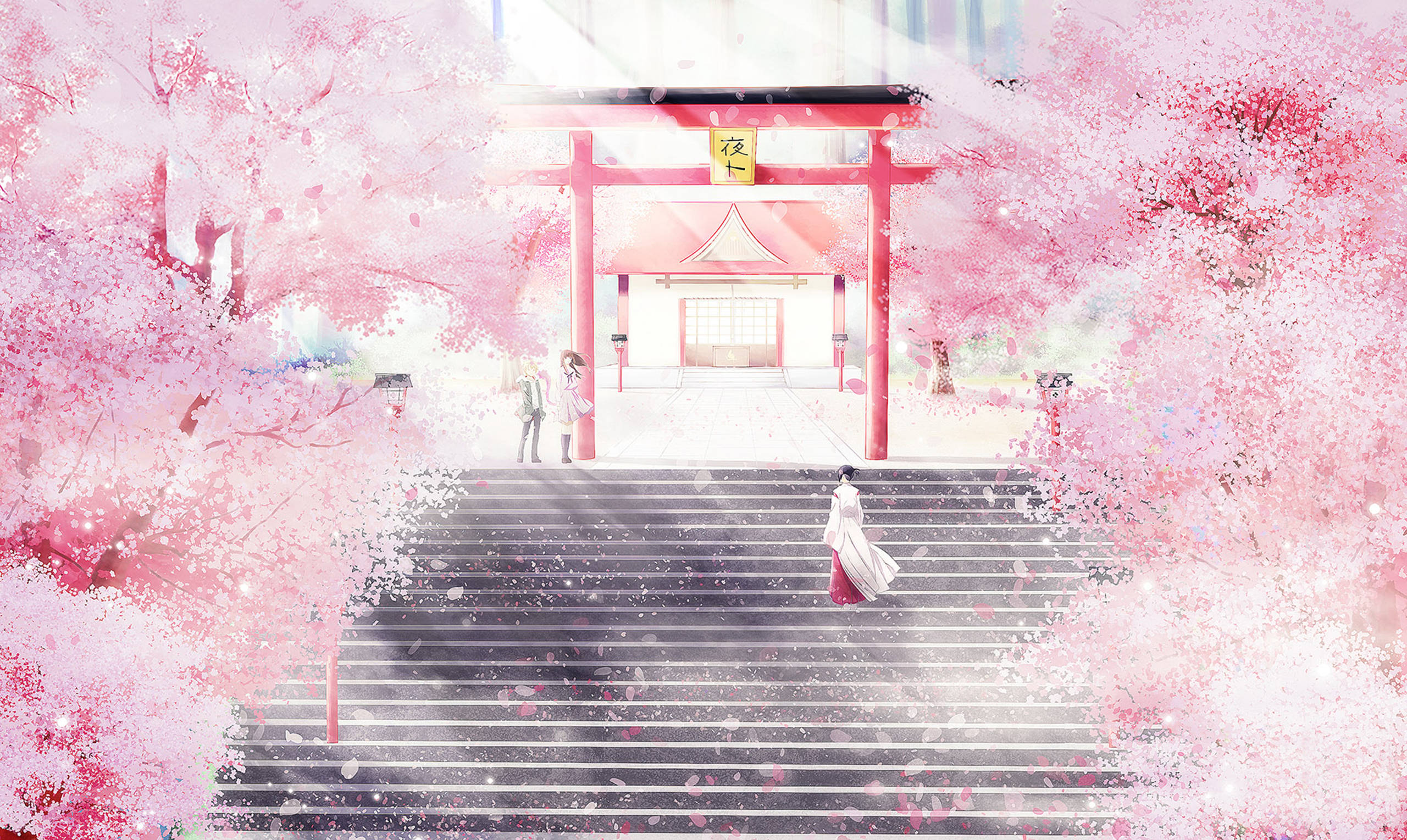 Mandhari ya Pinki ya Anime ya Hekalu la Noragami Picha ya Ukuta