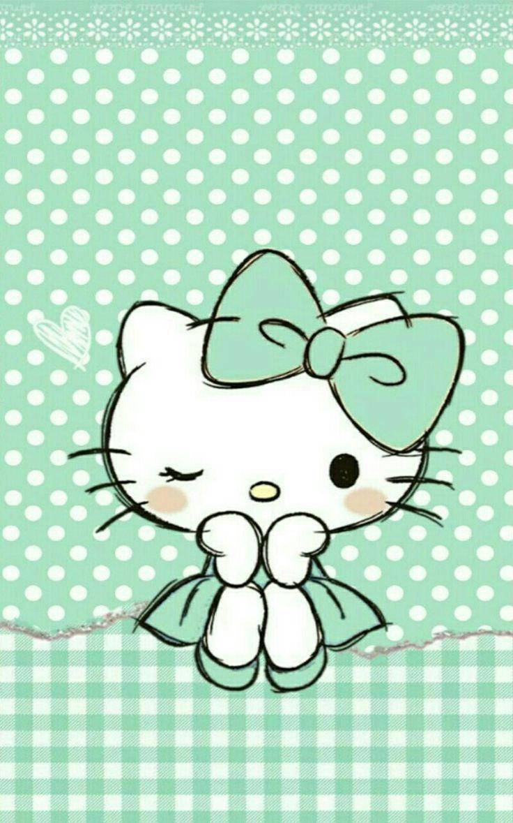 Mandhari ya Polka Dot ya Hello Kitty Picha ya Ukuta