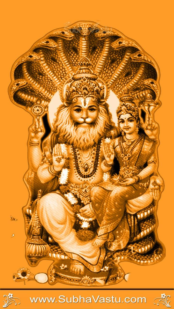 Mandhari ya Rangi ya Chungwa ya Bwana Narasimha Picha ya Ukuta