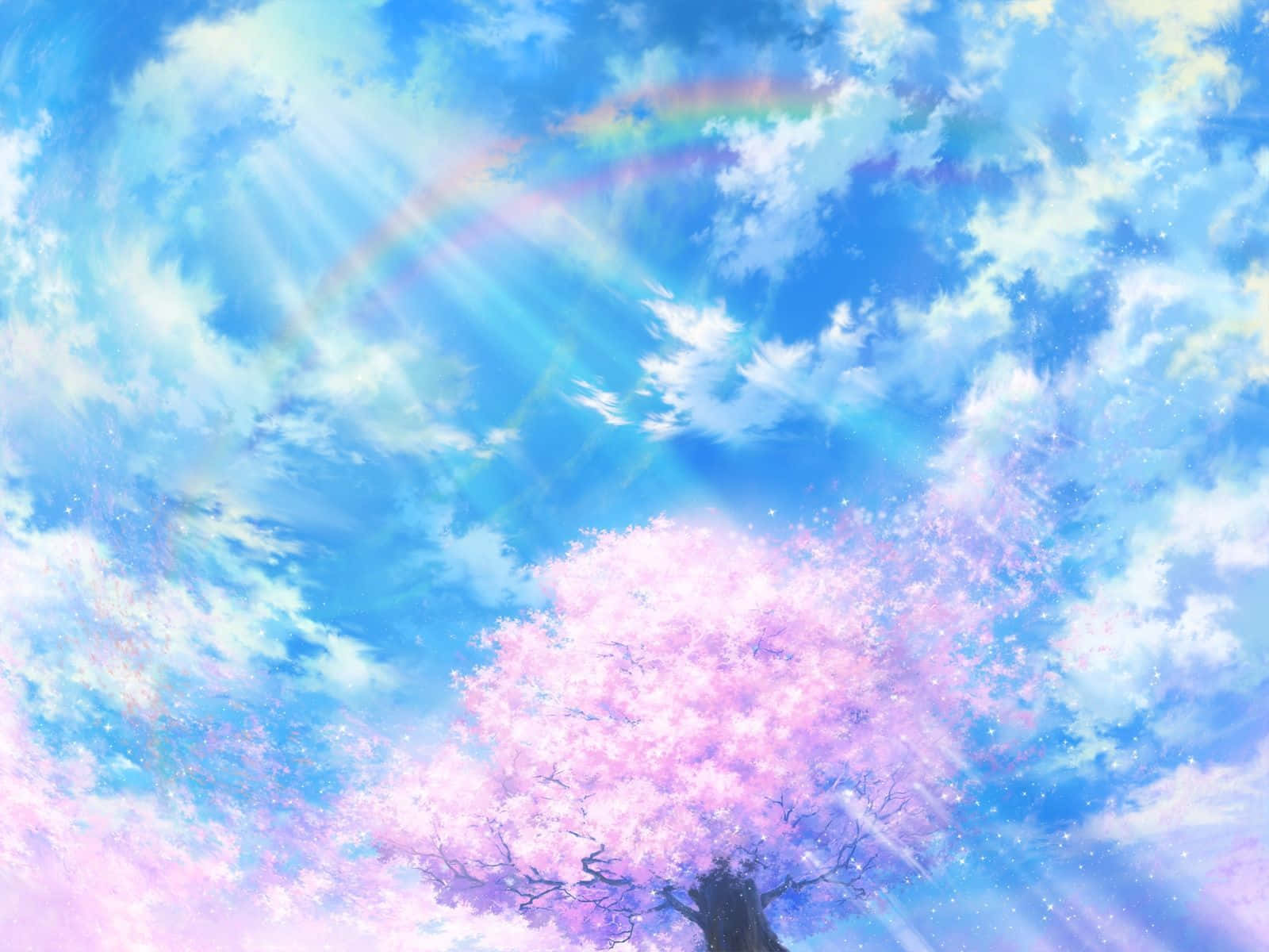 Mandhari ya Sakuramoto yenye Mwangaza katika Mandhari ya Anime Picha ya Ukuta