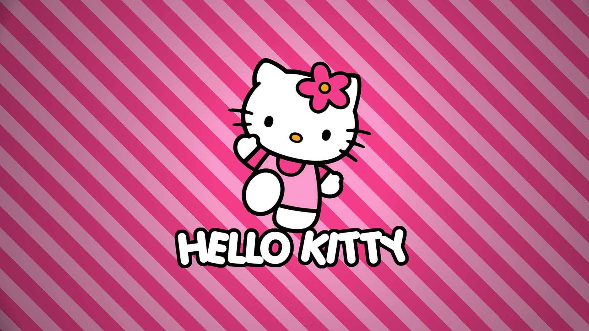 Mandhari ya Sanrio ya Hello Kitty yenye Mistari ya Waridi Picha ya Ukuta