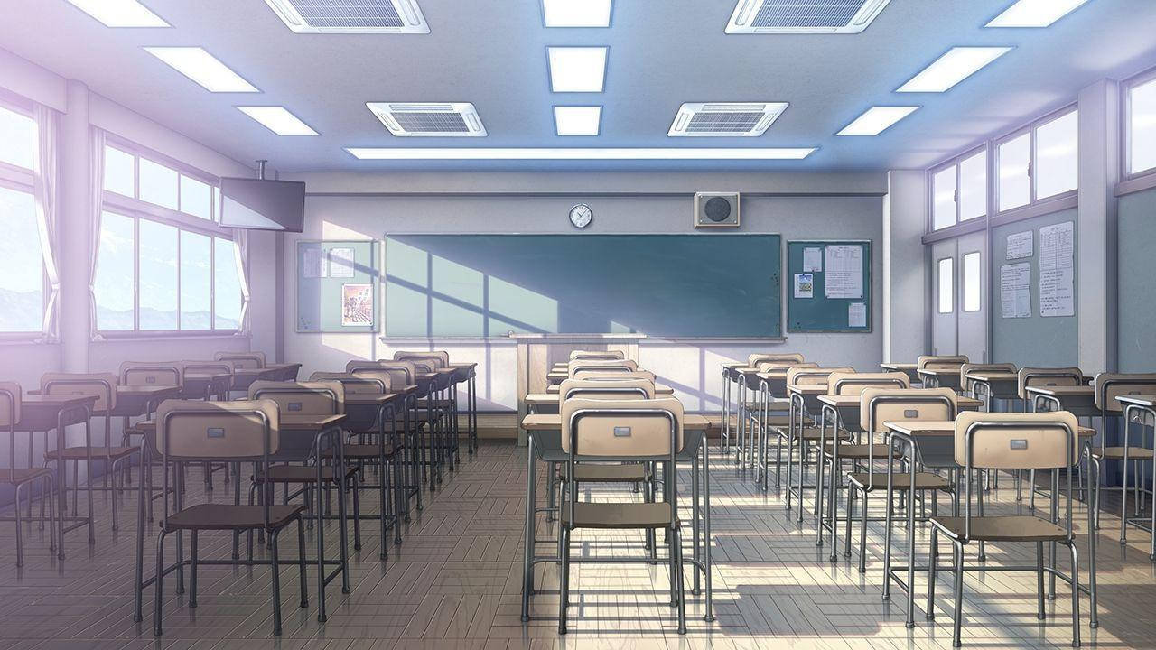 Mandhari ya Shule ya Anime Darasa Tupu Picha ya Ukuta