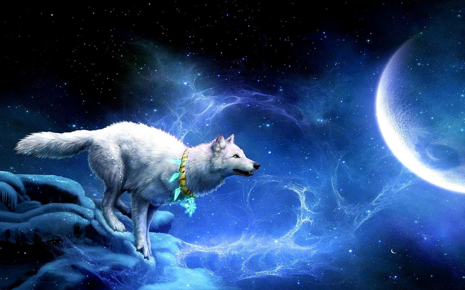 Mandhari ya Skrini ya iPhone ya Galaxy Wolves Picha ya Ukuta