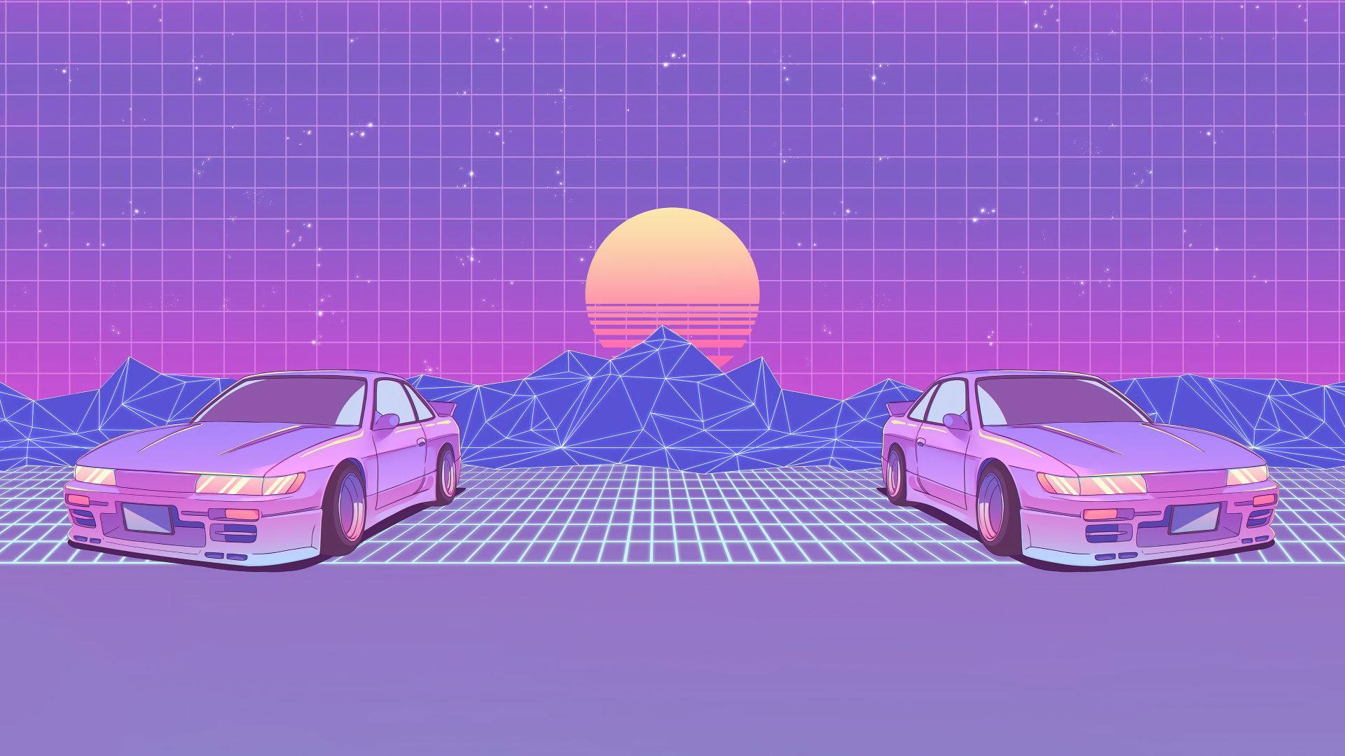 Mandhari ya Synthwave JDM Picha ya Ukuta