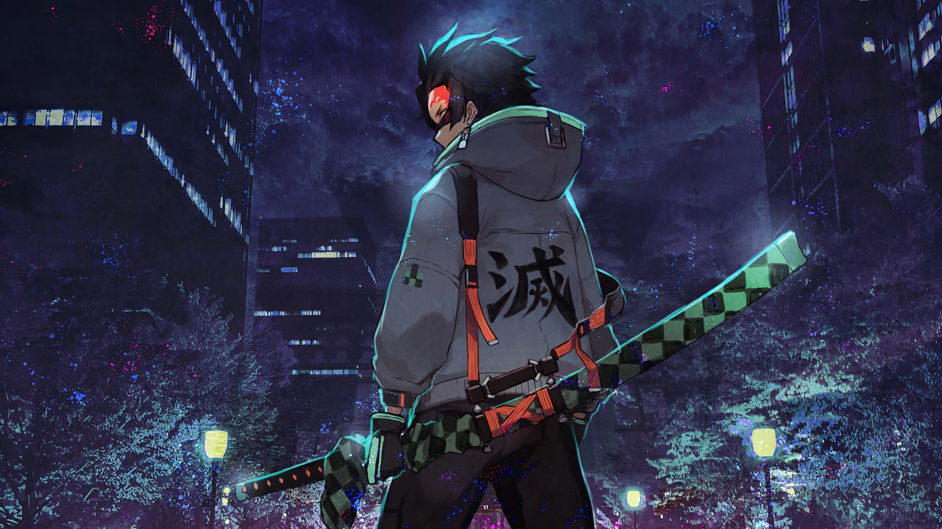Mandhari ya Tanjiro wa Demon Slayer Anime 4K Picha ya Ukuta