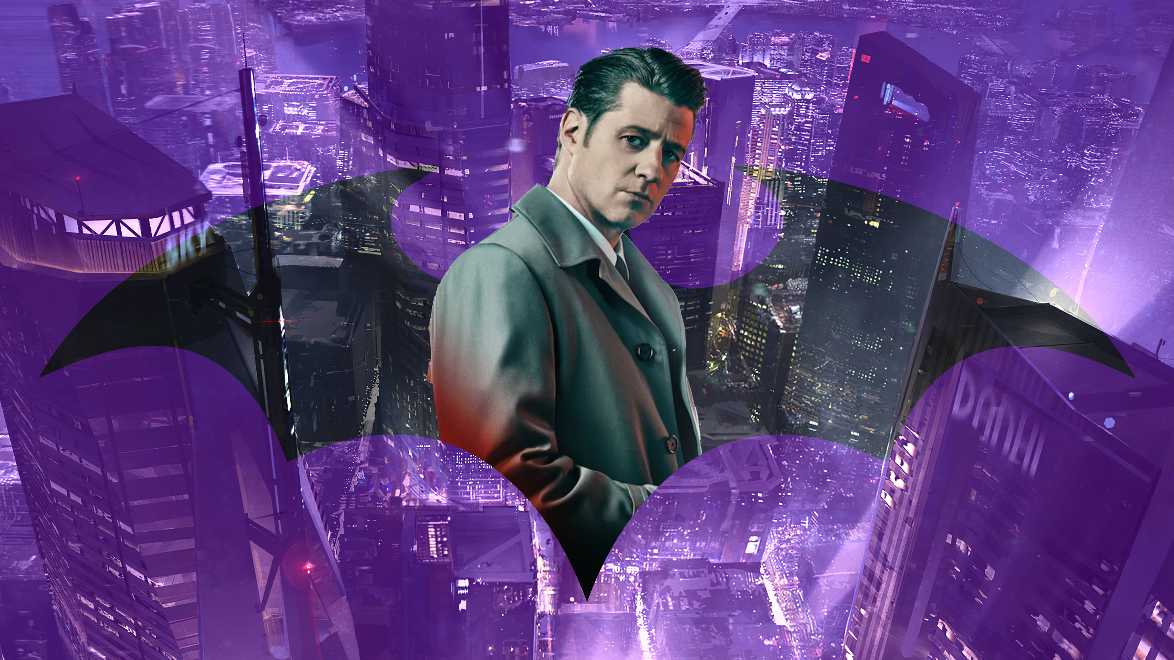 Mandhari ya Zambarau 4K Gotham Picha ya Ukuta