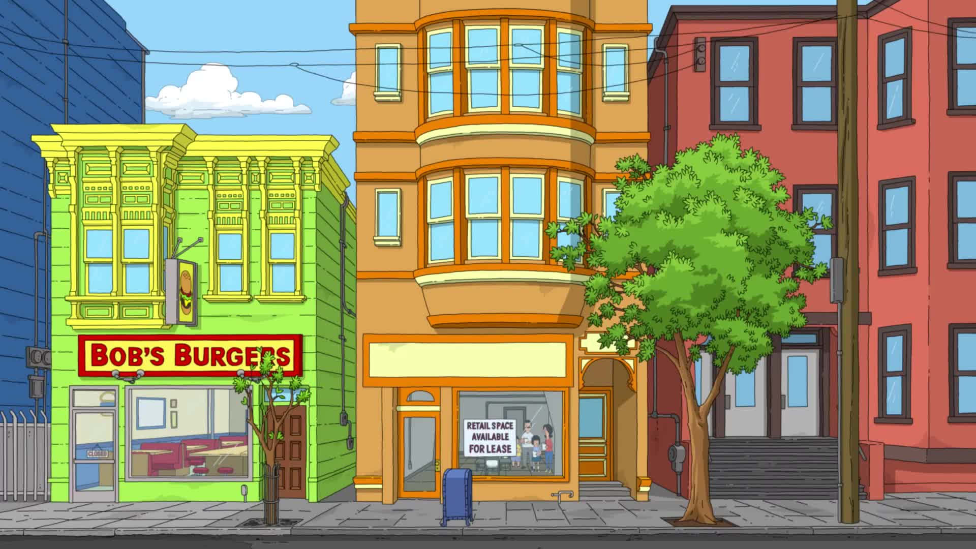 Mandharinyuma ya Bob's Burgers Karibu na Duka la Jirani Picha ya Ukuta