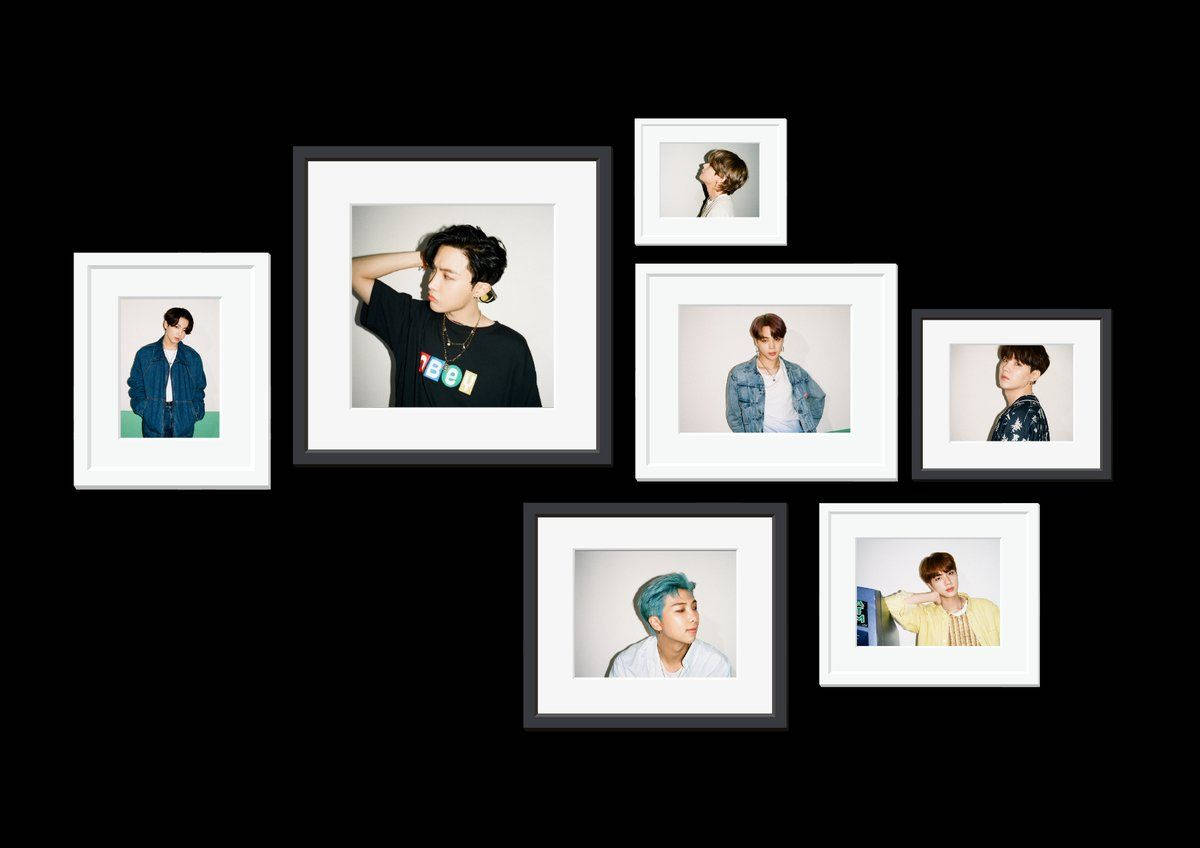 Mandharinyuma ya Dawati la BTS Polaroid Picha ya Ukuta