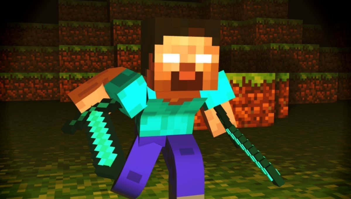 Mandharinyuma ya Herobrine wa Minecraft Inayotembea Picha ya Ukuta